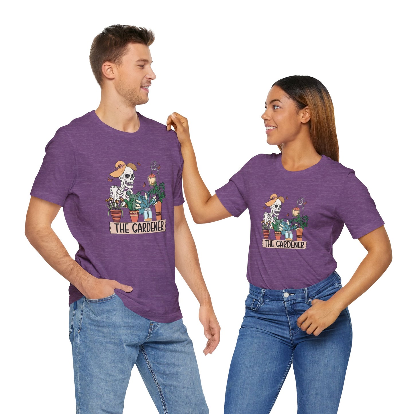 Plants, The Gardener, Skeleton, Springtime, Gardening, XS-3XL Unisex Jersey Short Sleeve Tee