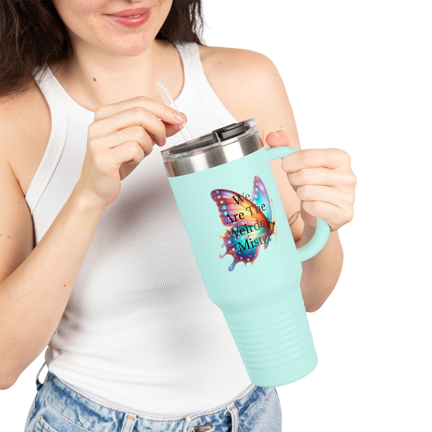 "We Are The Weirdos, Mister" Colorful Butterfly Insulated Travel Mug | 40oz