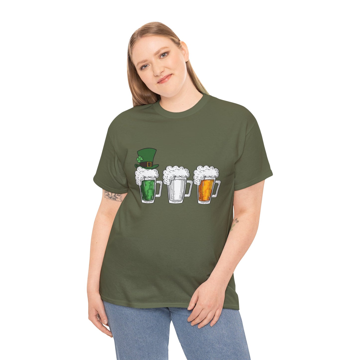 Unisex St Patrick's Day Beer Flag Heavy Cotton Tee