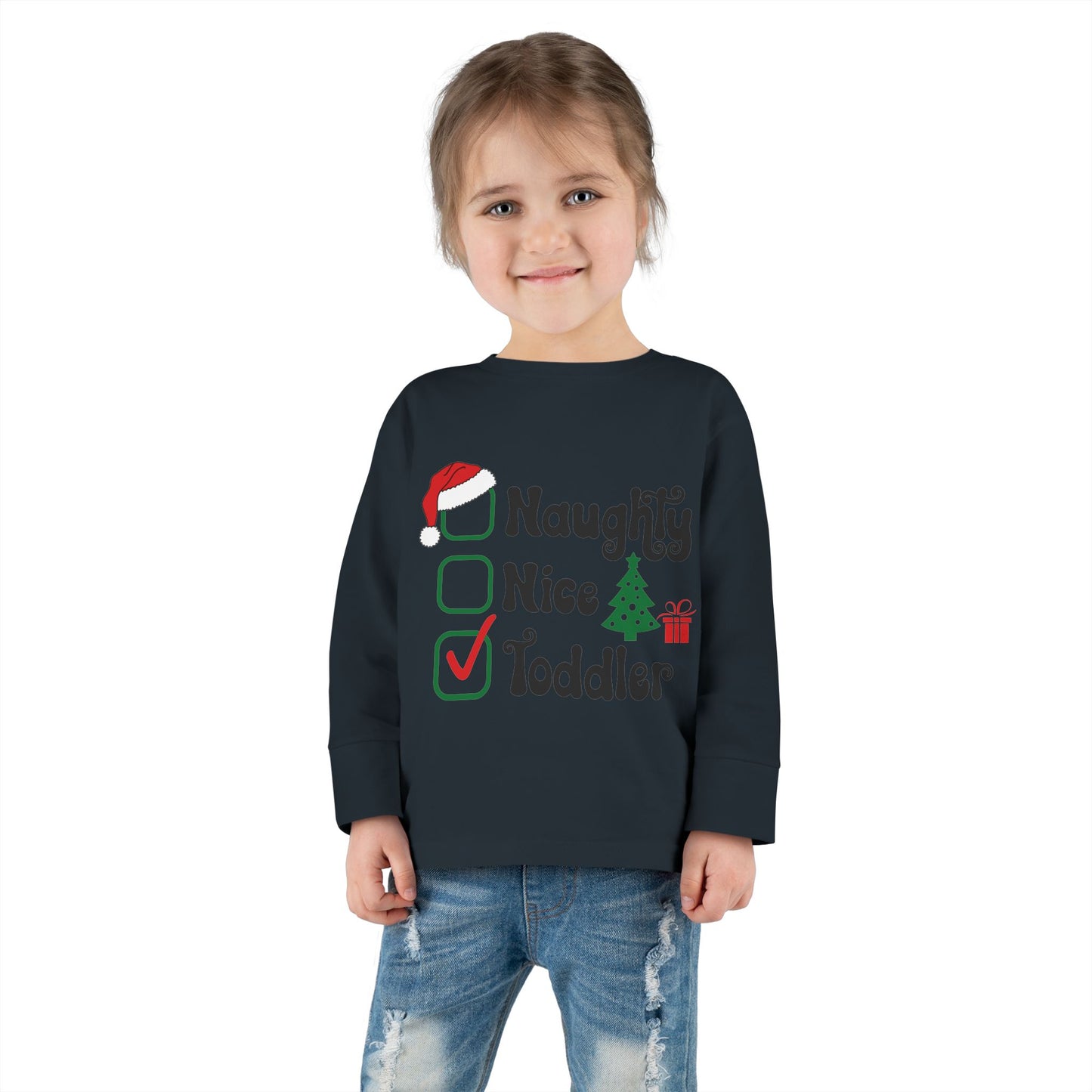 Naughty nice toddler checklist holiday Toddler Long Sleeve Tee