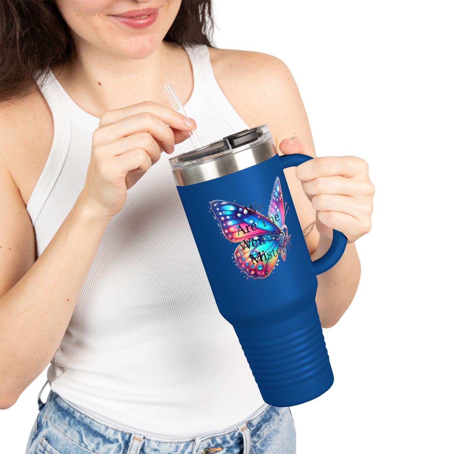 "We Are The Weirdos, Mister" Colorful Butterfly Insulated Travel Mug | 40oz