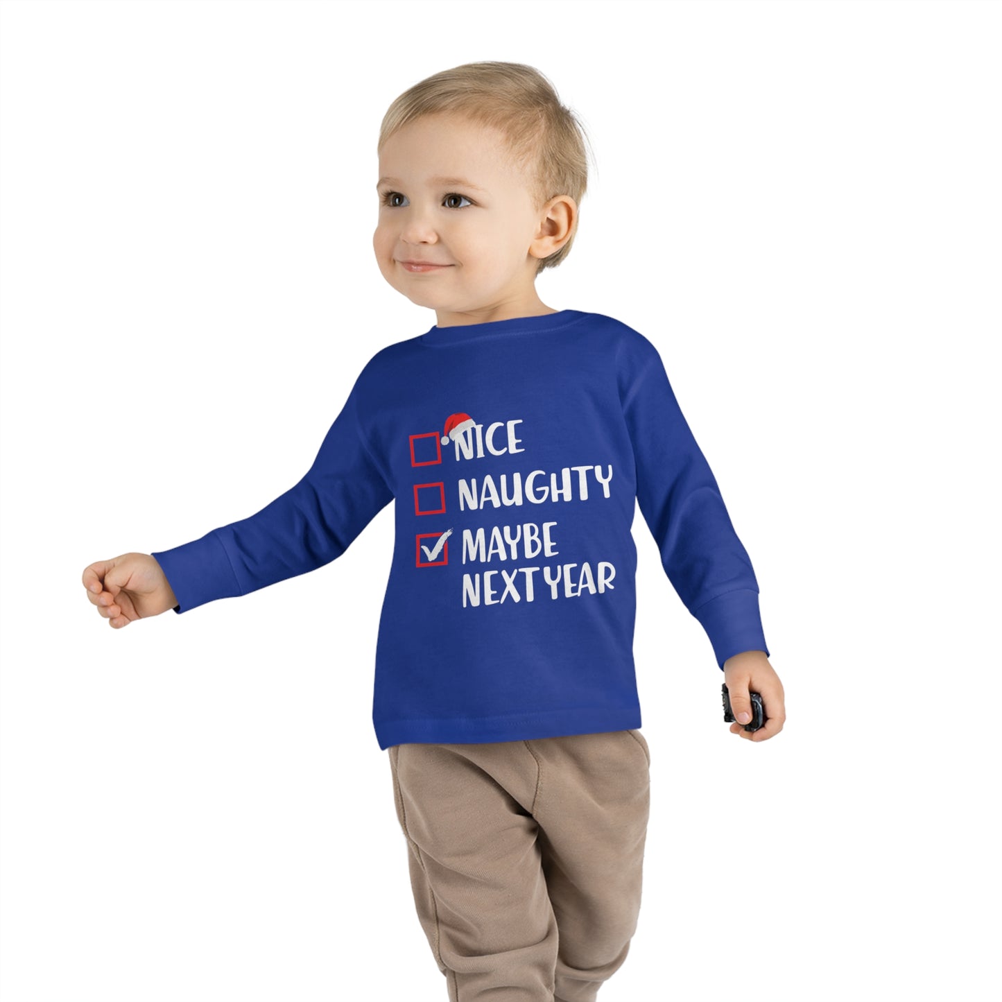 Nice naughty maybe next year holiday checklist Toddler Long Sleeve Tee