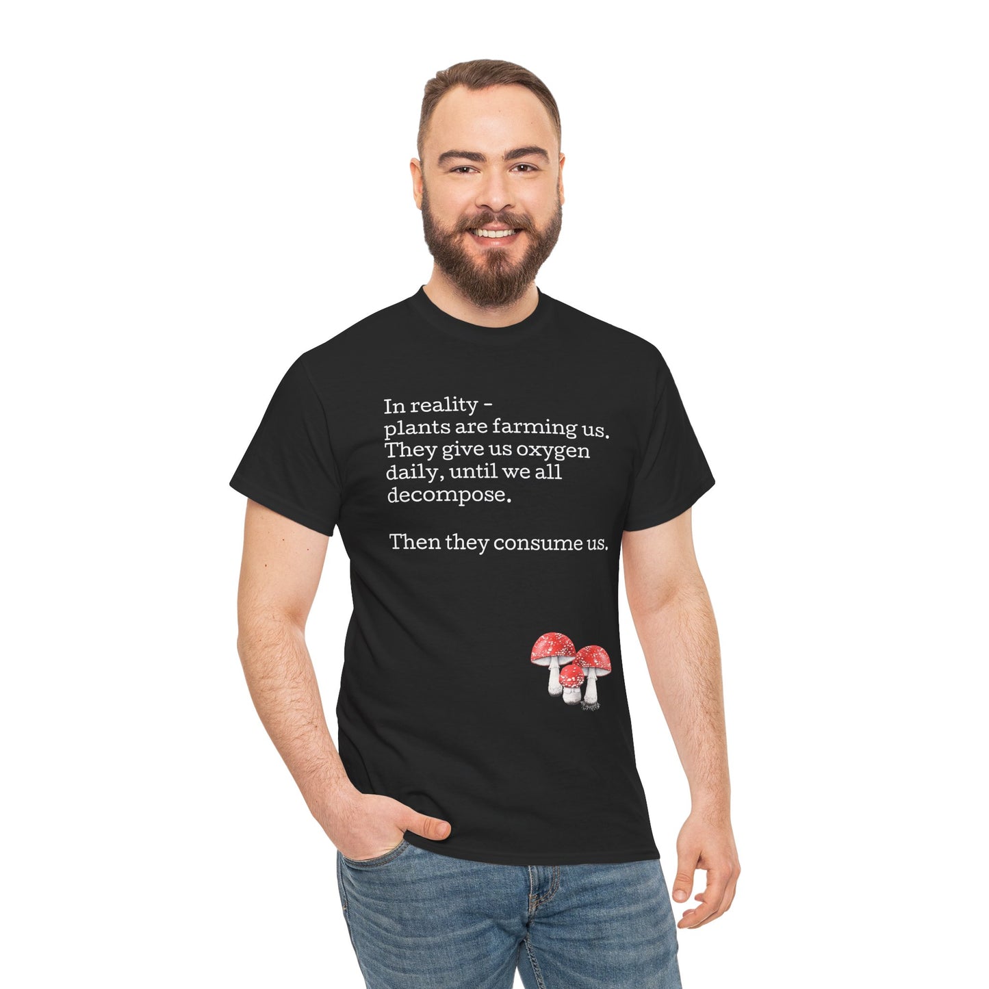 Plantfood, mushrooms s, m, l, xl, 2xl, 3xl, 4xl, 5xl Unisex Heavy Cotton Tee