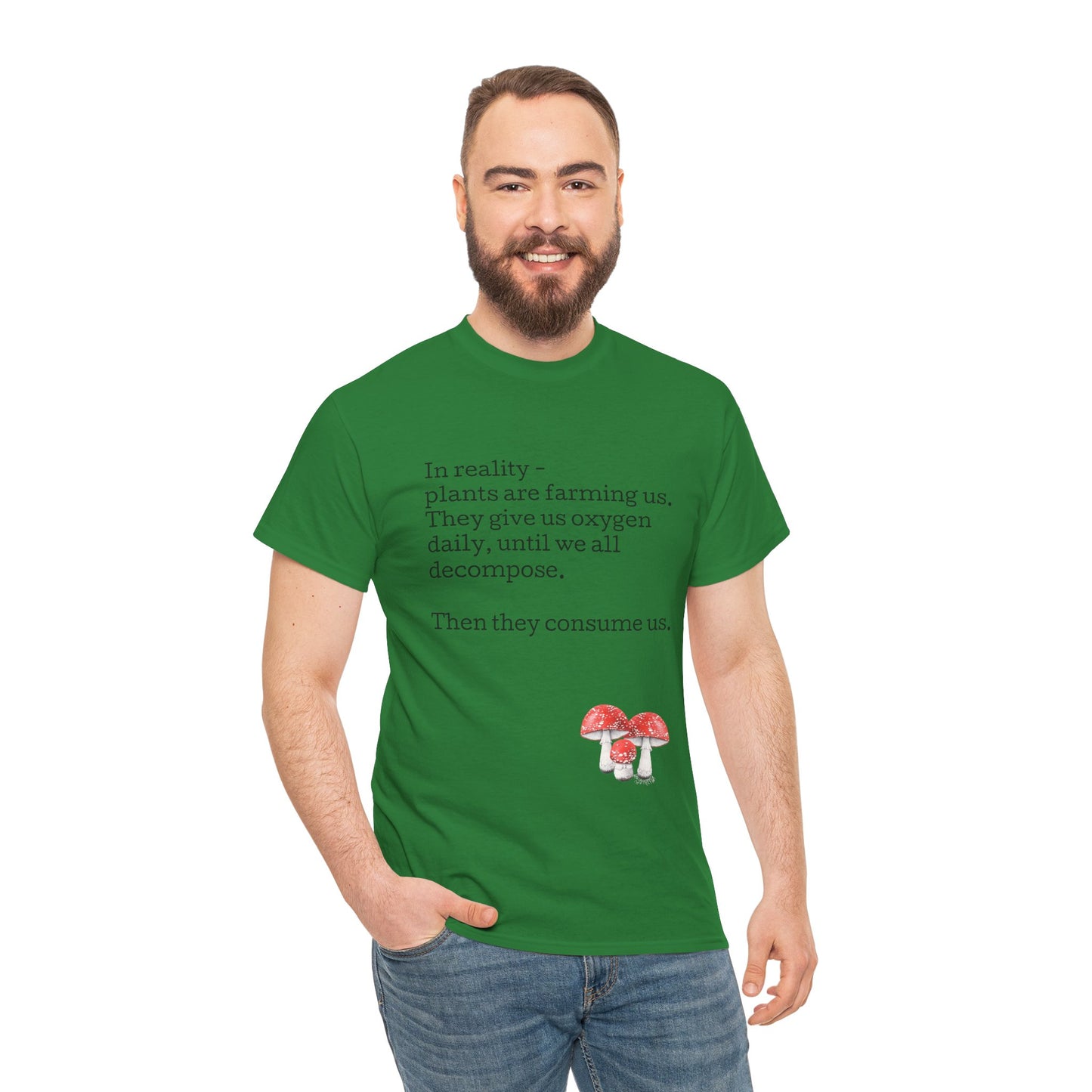 Plantfood, mushrooms s, m, l, xl, 2xl, 3xl, 4xl, 5xl Unisex Heavy Cotton Tee