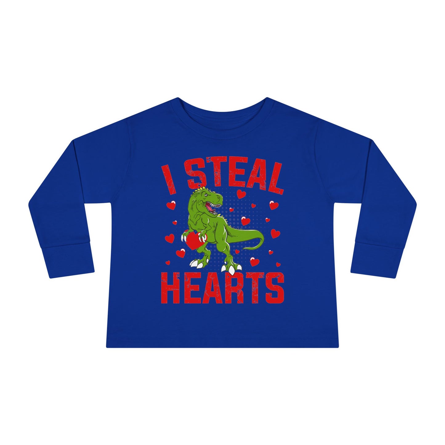 I Steal Hearts Dinosaur Tyranosaurus Valentines Toddler Long Sleeve Tee