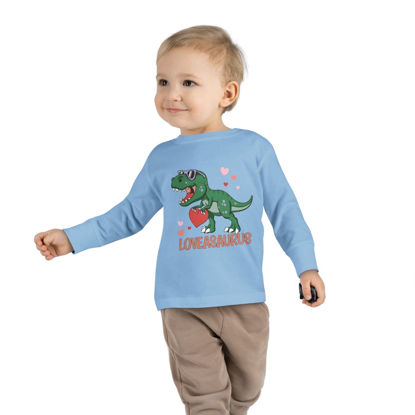 Loveasaurus Dinosaur Valentine Toddler Long Sleeve Tee