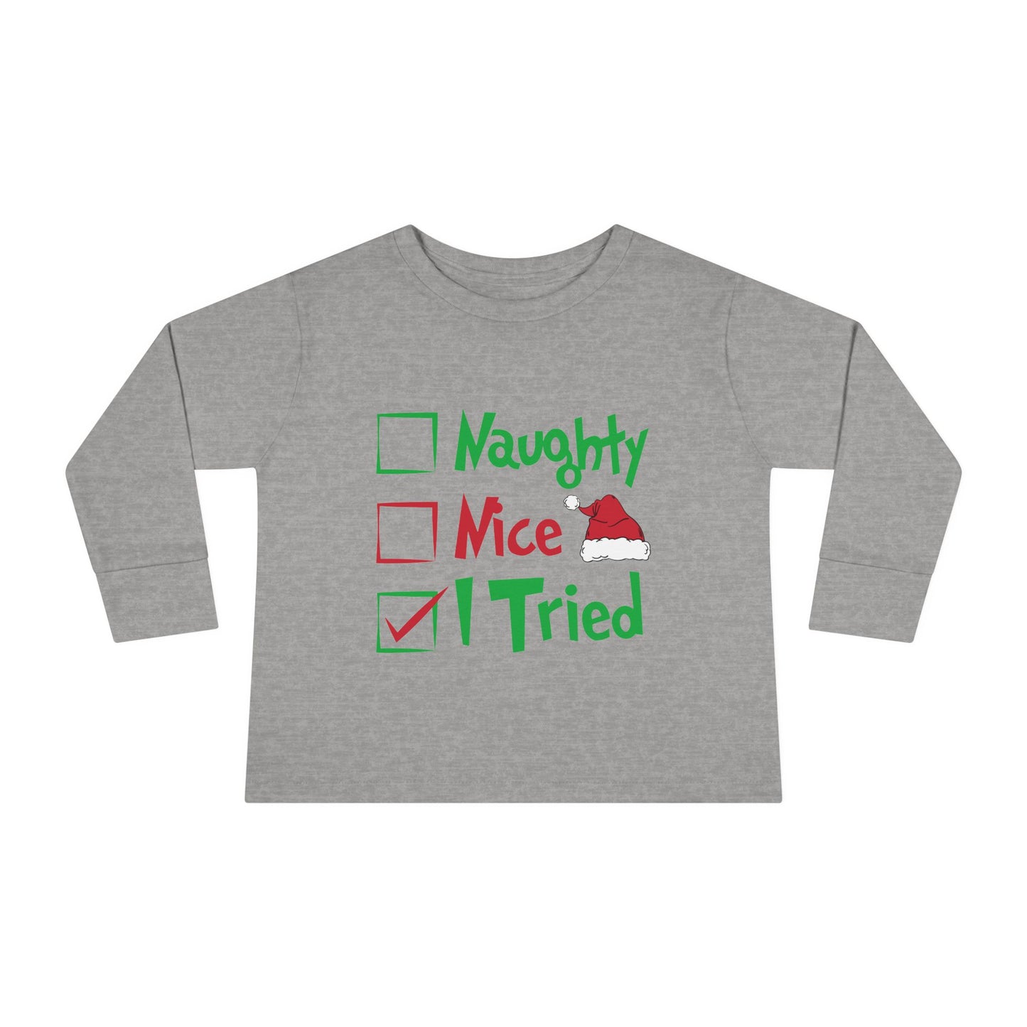 Naughty Nice I Tried Holiday Checklist Toddler Long Sleeve Tee