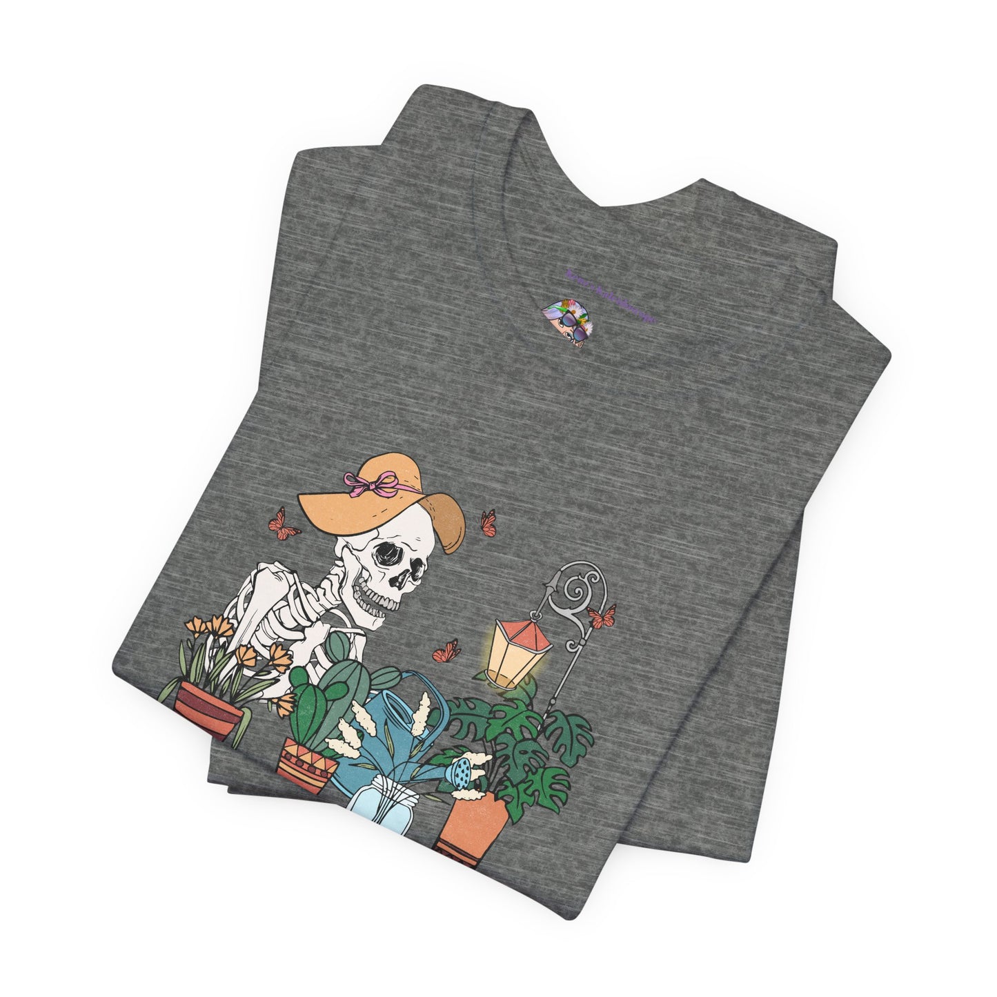 Plants, The Gardener, Skeleton, Springtime, Gardening, XS-3XL Unisex Jersey Short Sleeve Tee