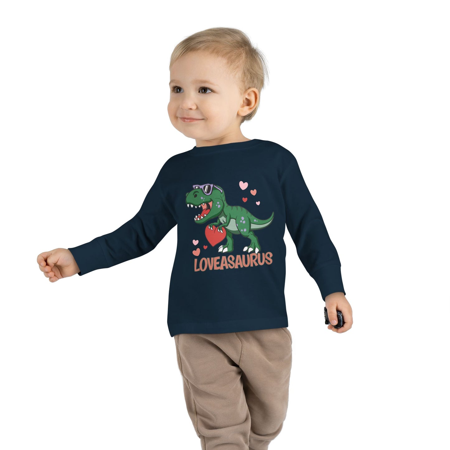 Loveasaurus Dinosaur Valentine Toddler Long Sleeve Tee