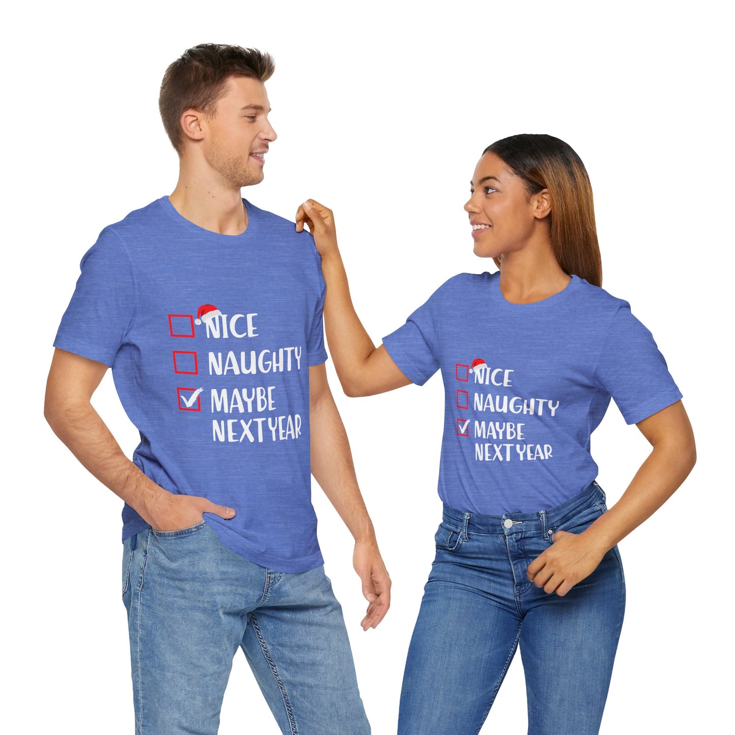 Nice Naughty Maybe Next Year Checklist Unisex Jersey Short Sleeve Tee