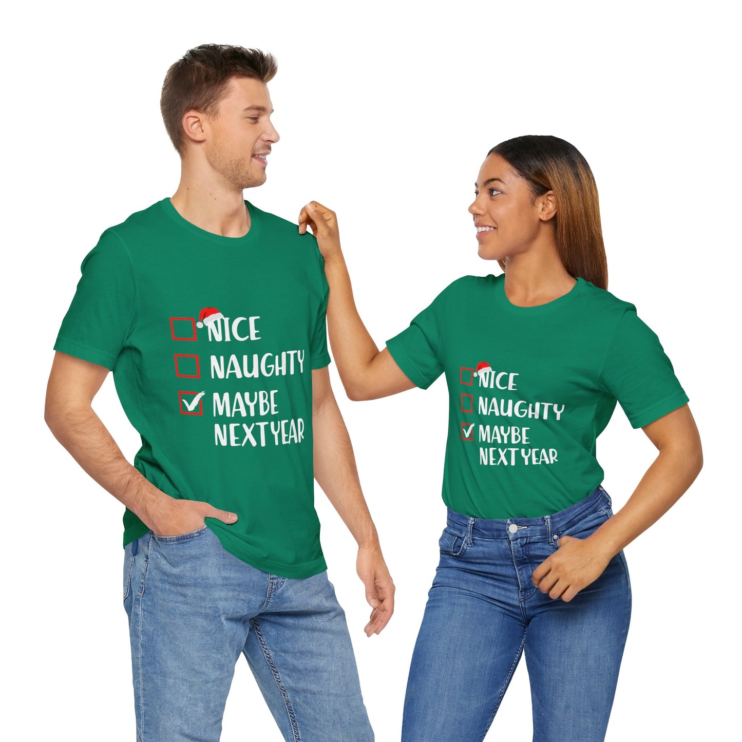 Nice Naughty Maybe Next Year Checklist Unisex Jersey Short Sleeve Tee