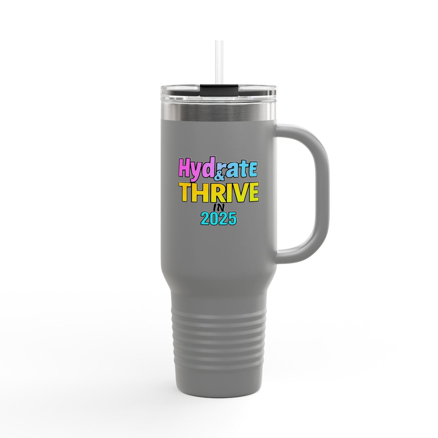 Hydrate & Thrive in 2025, Motivational Beverage Container, Insulated Travel Mug, Eco-Friendly Coffee Tumbler, Large Capacity Tea Flask,
