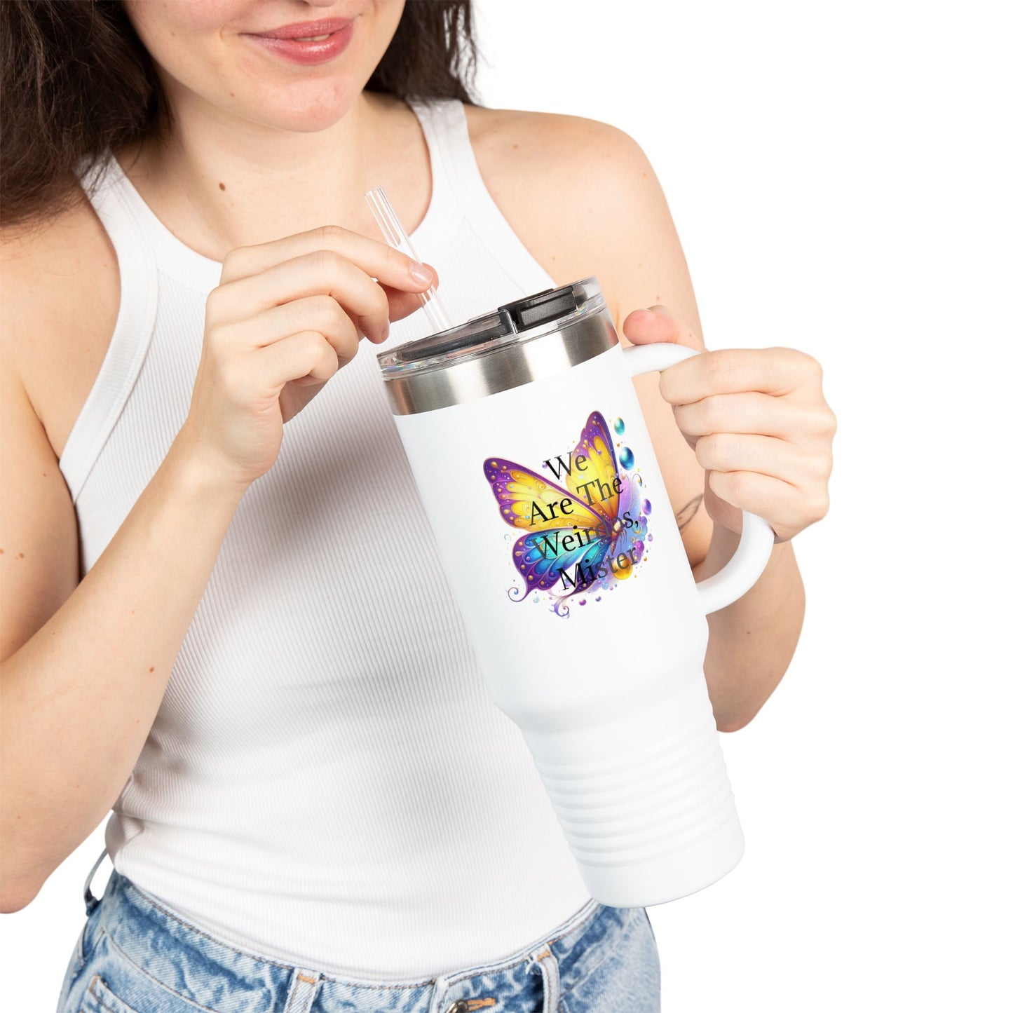 "We Are The Weirdos, Mister" Colorful Butterfly Insulated Travel Mug | 40oz