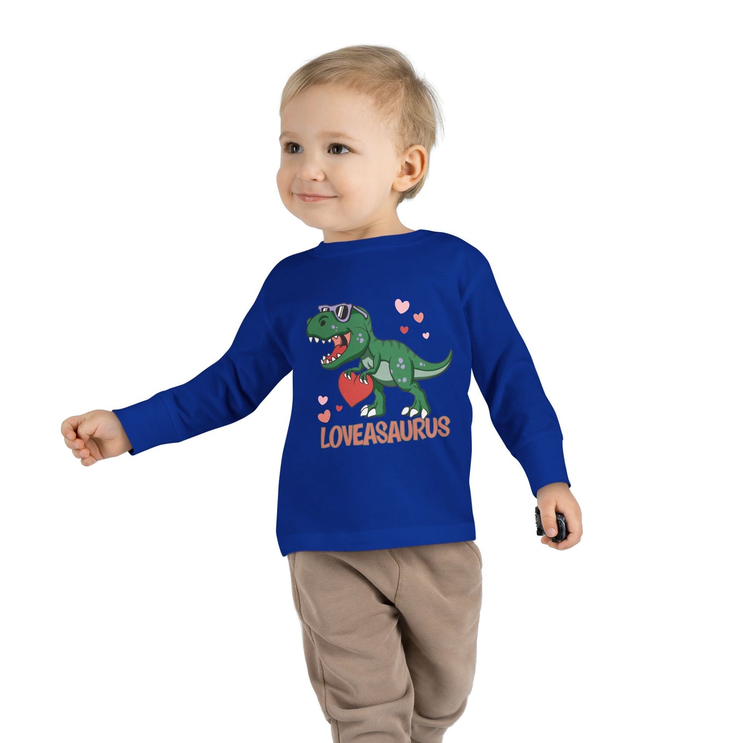 Loveasaurus Dinosaur Valentine Toddler Long Sleeve Tee