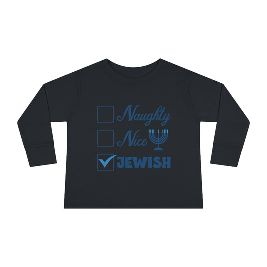 Naughty Nice Jewish Holiday Checklist Toddler Long Sleeve Tee