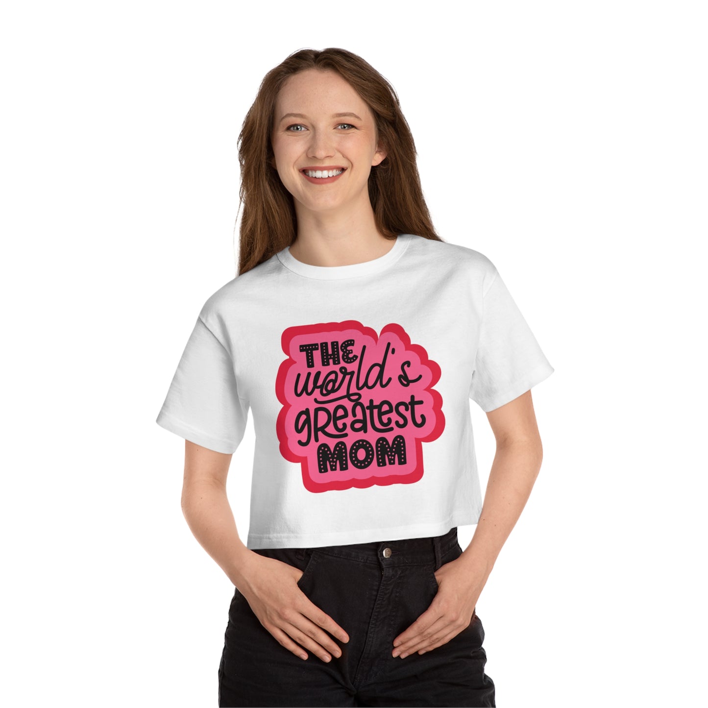 Mother's Day, World's Greatest Mom, XS-2XL, Champion Women's Heritage Cropped T-Shirt