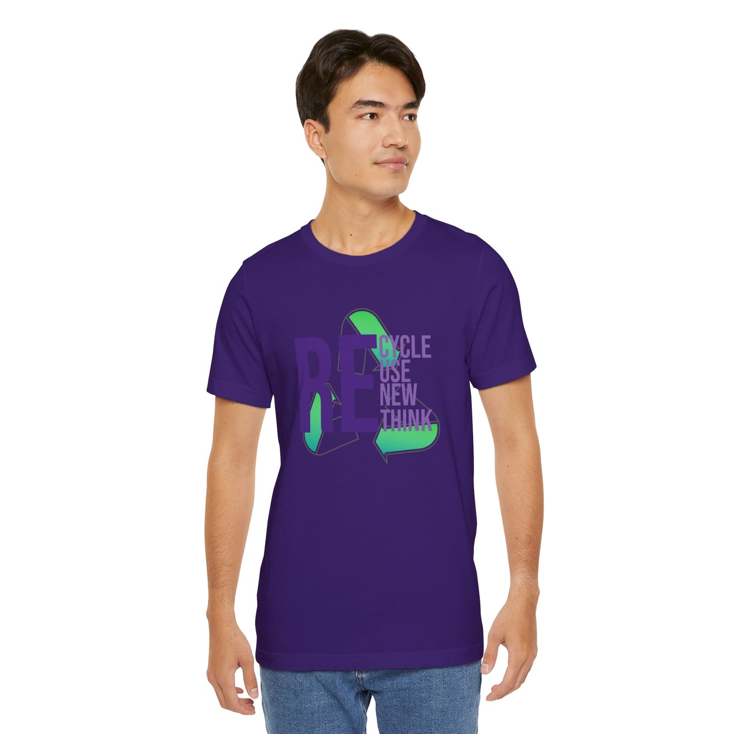 Recycle Reuse Renew Rethink Earthday S-3XL Unisex Jersey Short Sleeve Tee