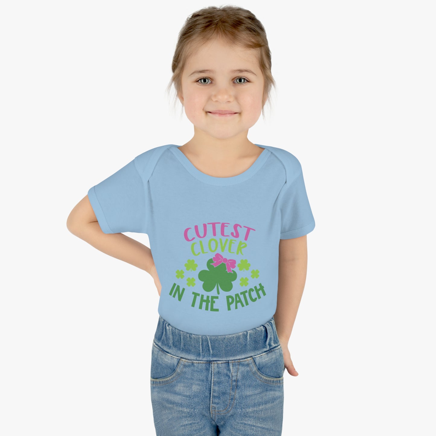 St Patricks Day Cutest Clover in the Patch Infant Onesie Baby Rib Bodysuit