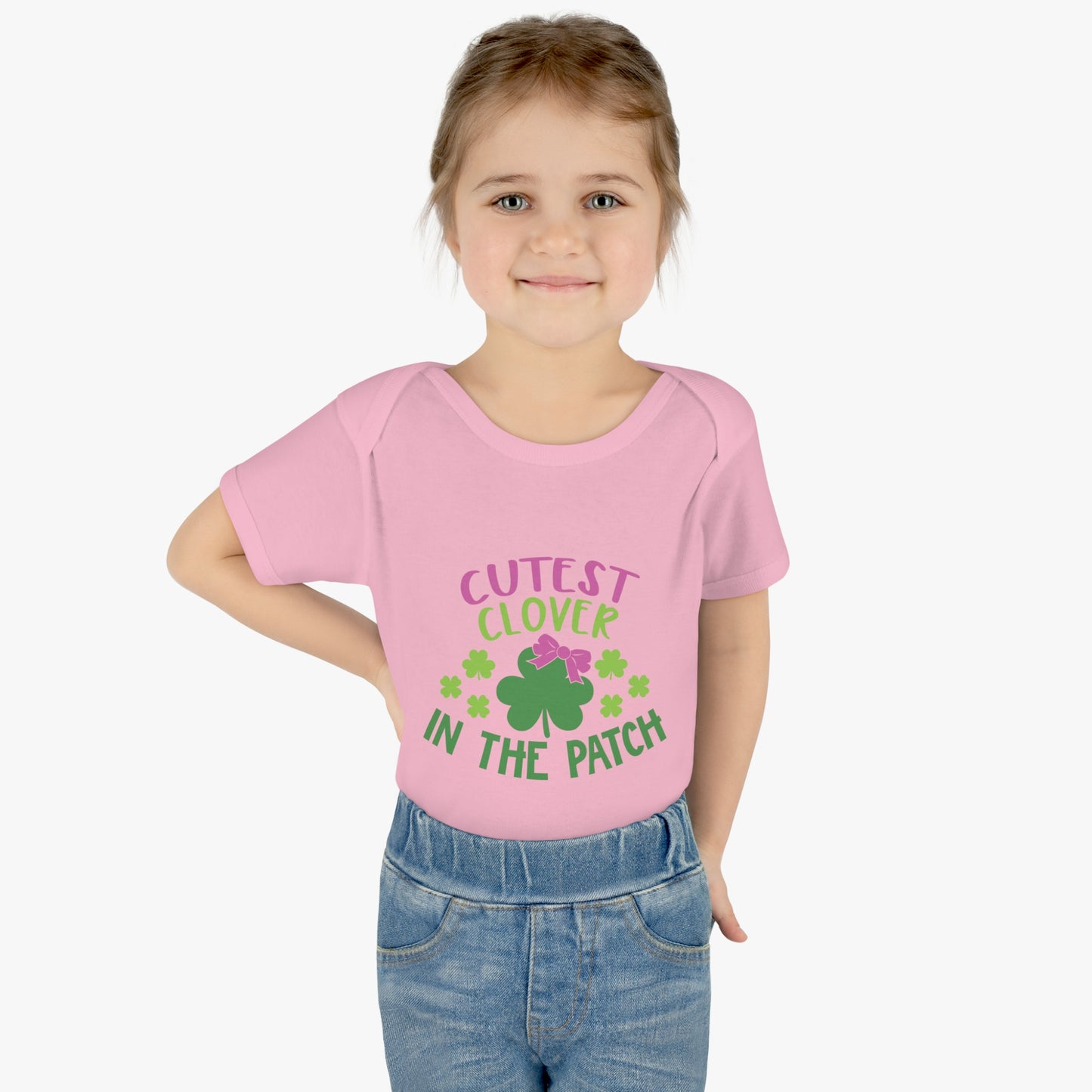St Patricks Day Cutest Clover in the Patch Infant Onesie Baby Rib Bodysuit