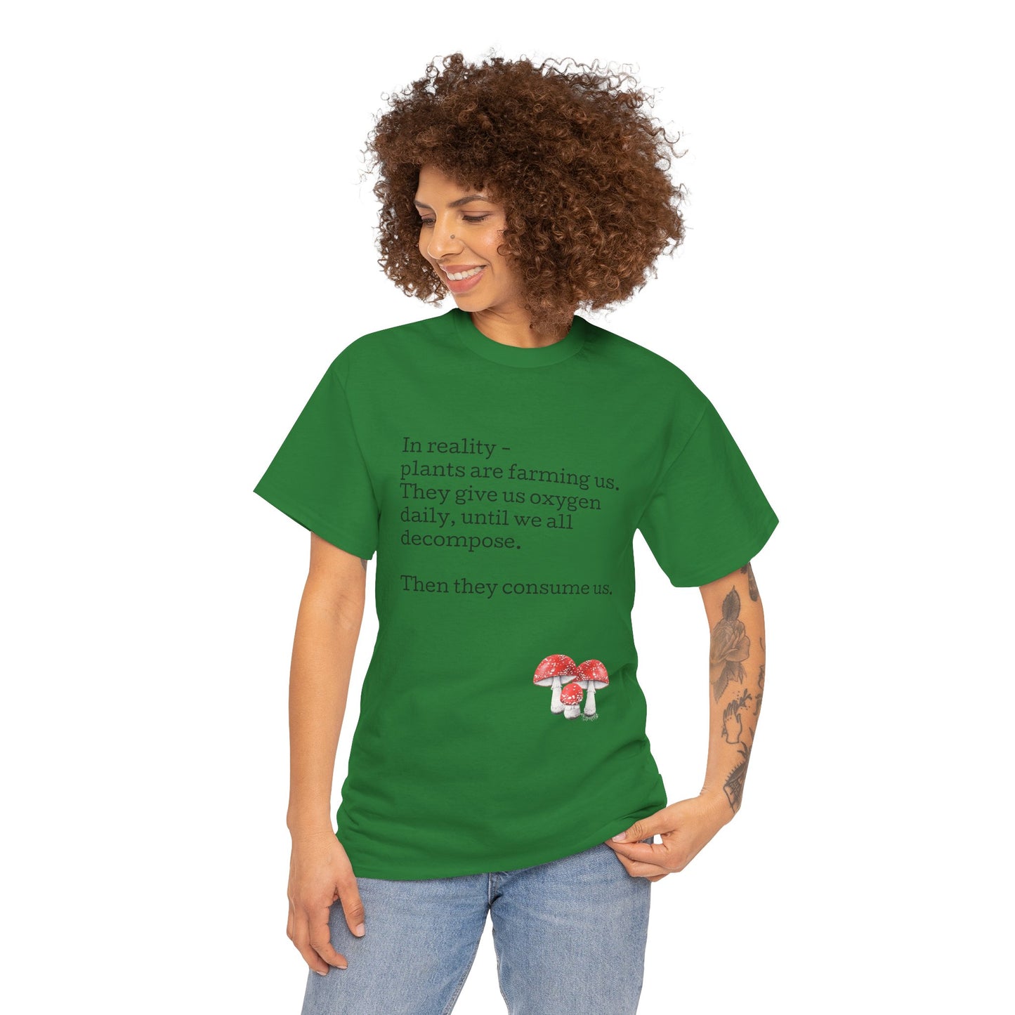 Plantfood, mushrooms s, m, l, xl, 2xl, 3xl, 4xl, 5xl Unisex Heavy Cotton Tee