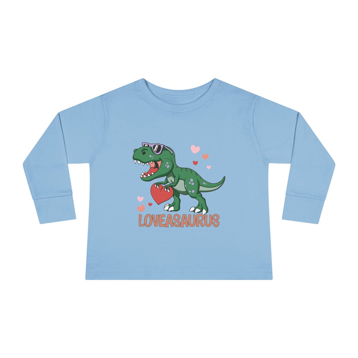 Loveasaurus Dinosaur Valentine Toddler Long Sleeve Tee