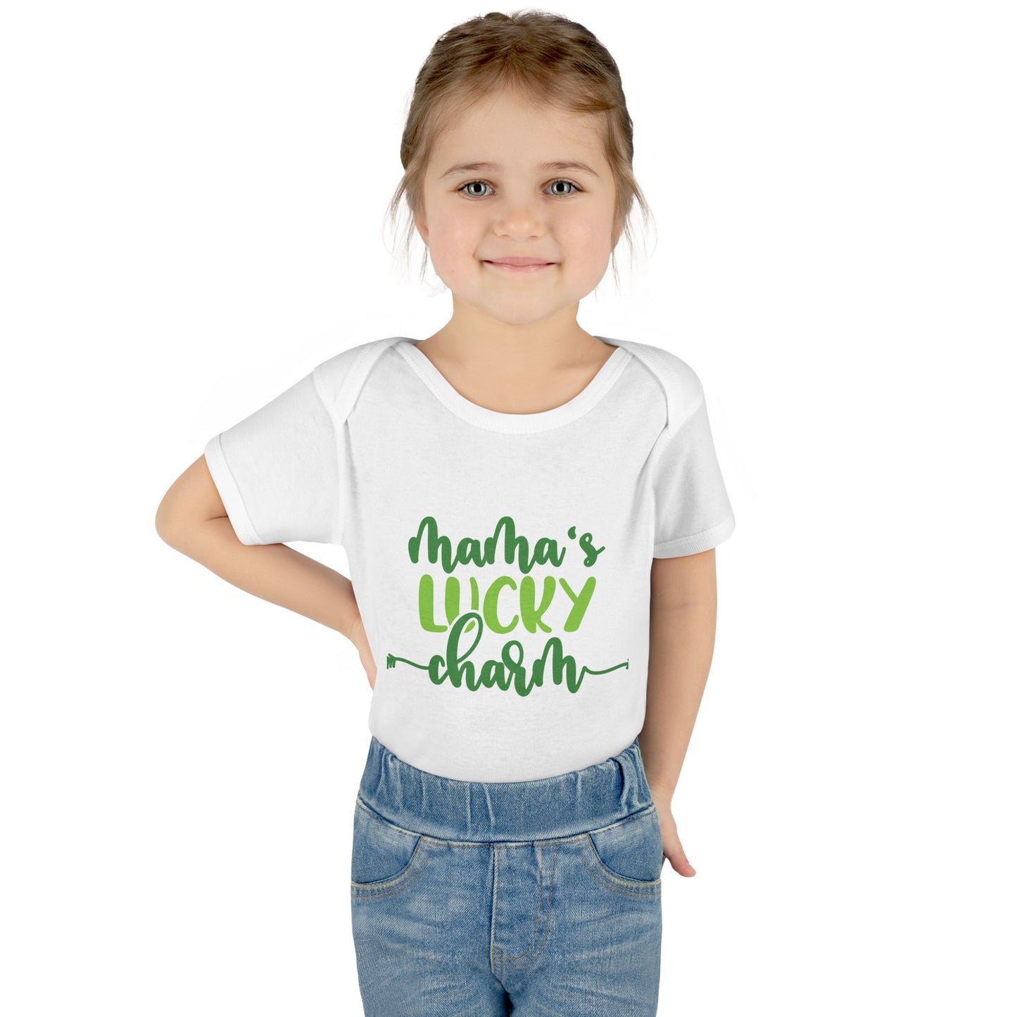 Mama's Lucky Charm St Patricks Day Infant Onesie Baby Rib Bodysuit