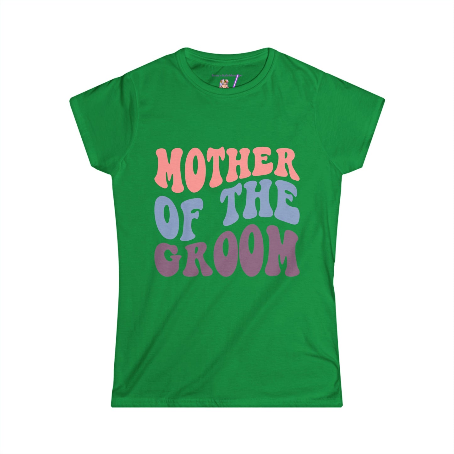 Mother of the Groom Retro Repeat, S-2XL Women's Softstyle Tee