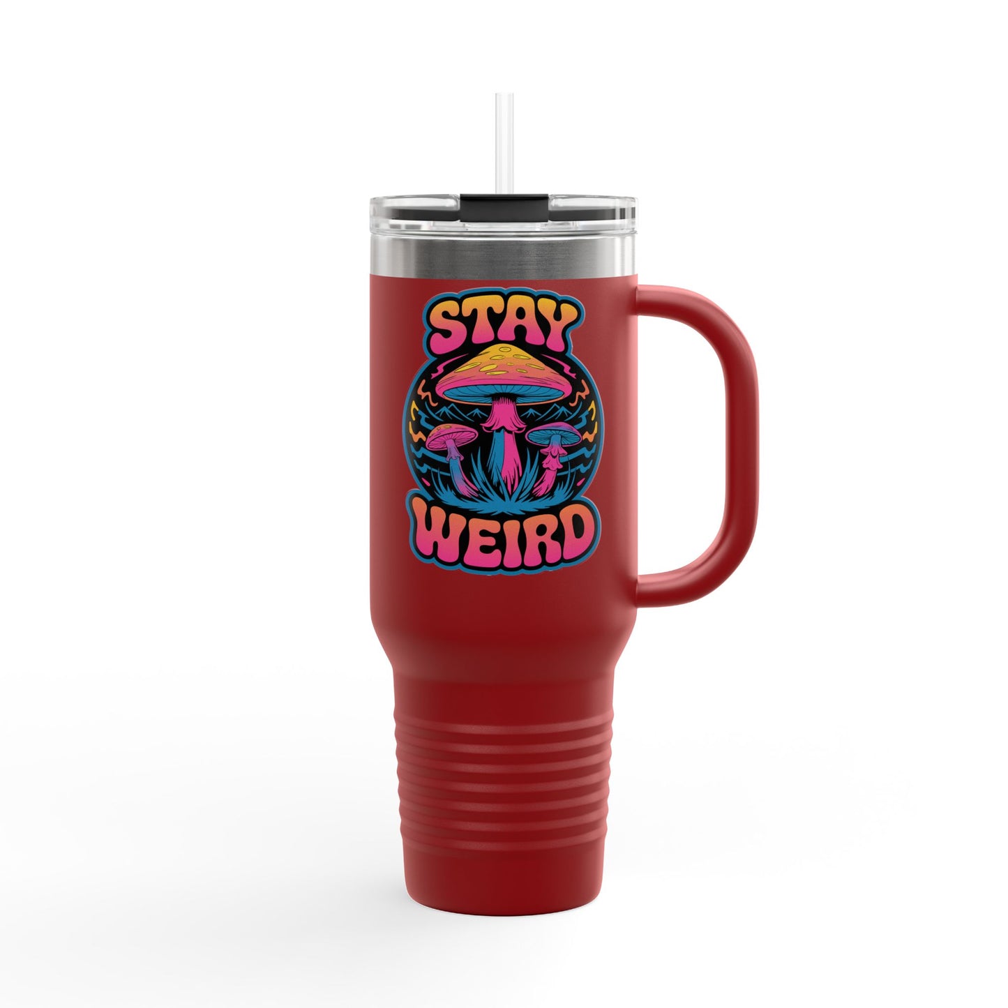 Stay Weird Shrooms Insulated Travel Mug, 40oz