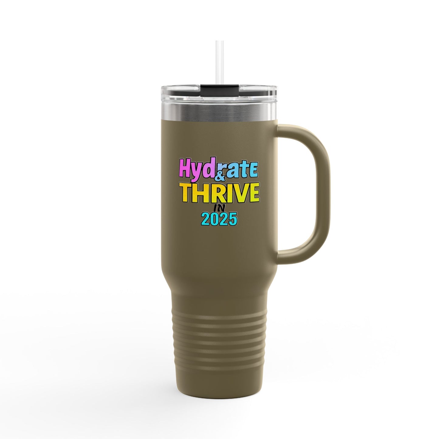 Hydrate & Thrive in 2025, Motivational Beverage Container, Insulated Travel Mug, Eco-Friendly Coffee Tumbler, Large Capacity Tea Flask,