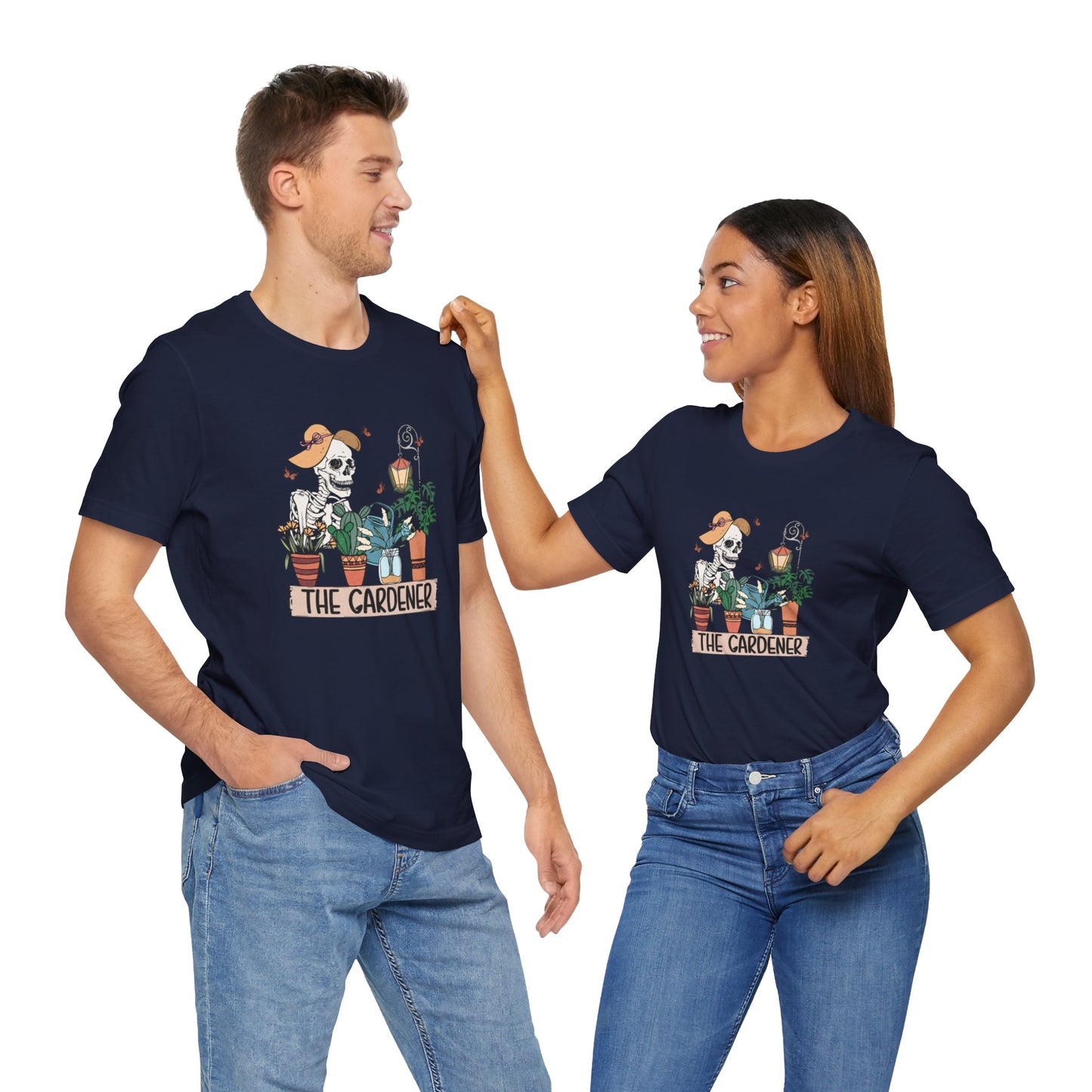 Plants, The Gardener, Skeleton, Springtime, Gardening, XS-3XL Unisex Jersey Short Sleeve Tee