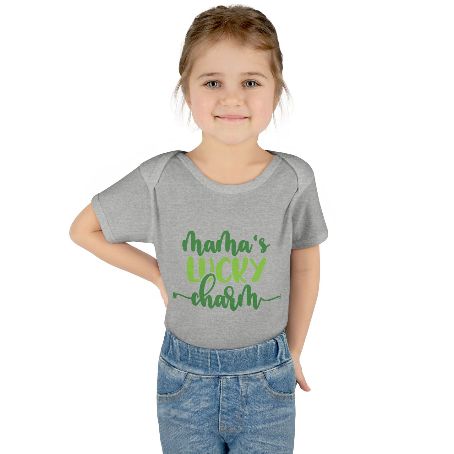 Mama's Lucky Charm St Patricks Day Infant Onesie Baby Rib Bodysuit