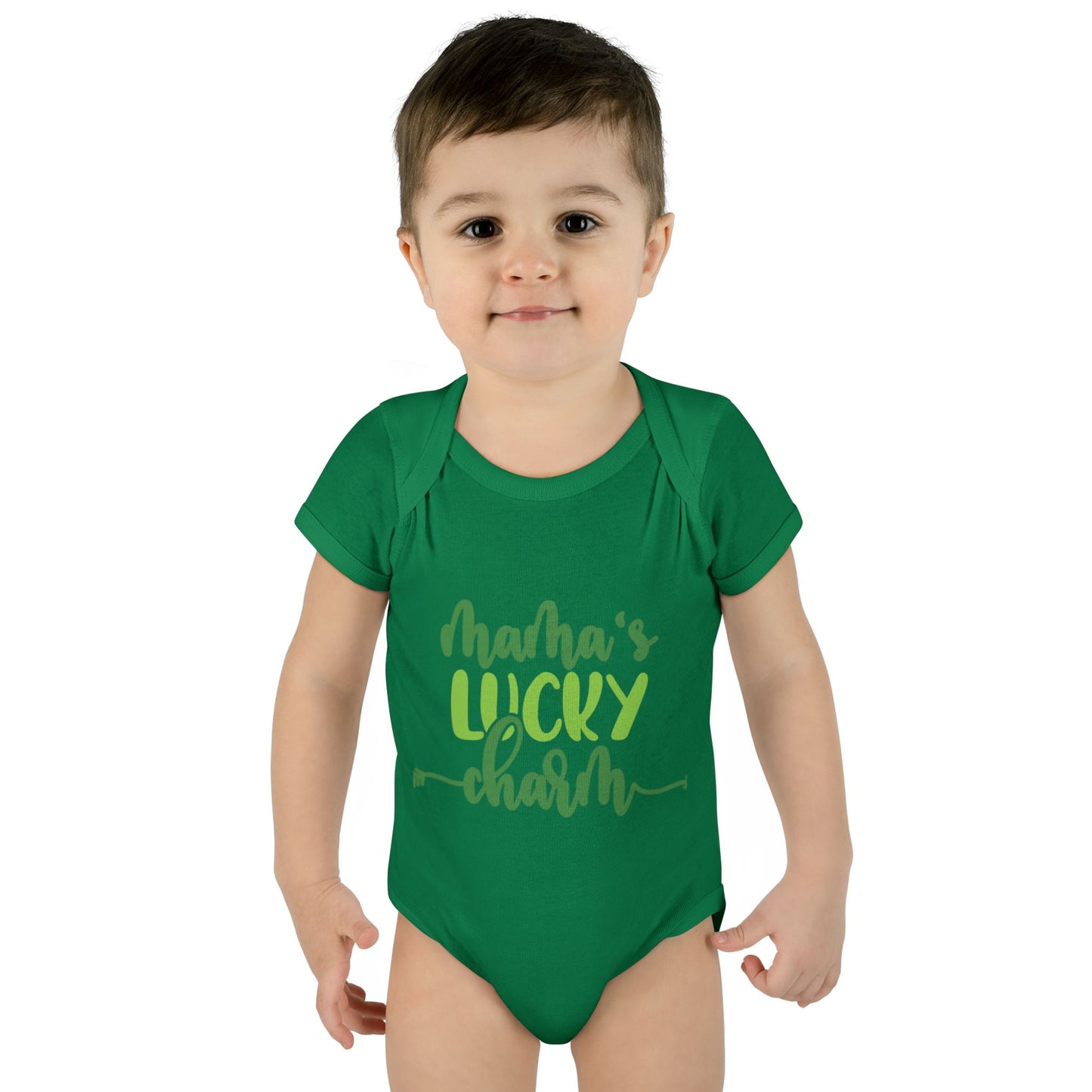 Mama's Lucky Charm St Patricks Day Infant Onesie Baby Rib Bodysuit
