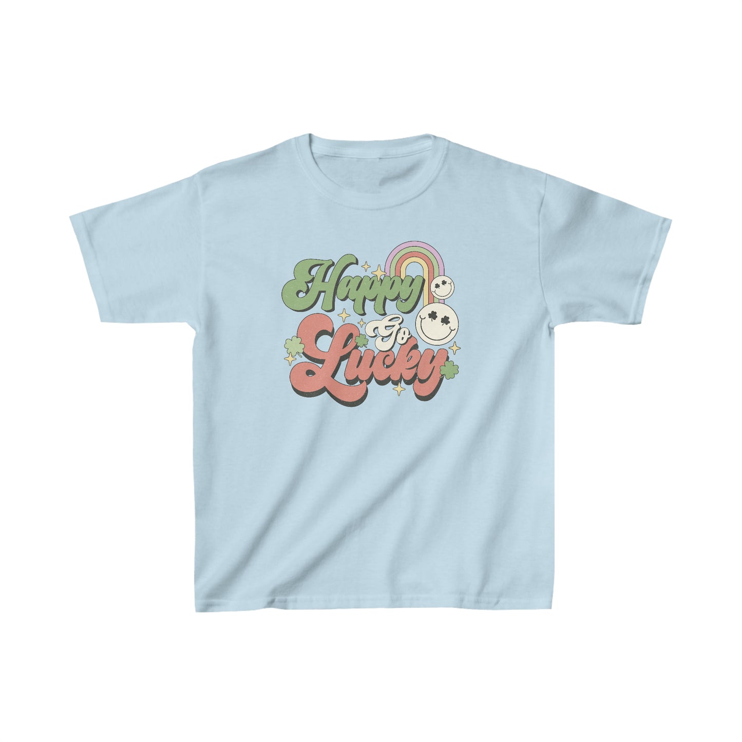 St Patricks Day Happy Go Lucky Kids Heavy Cotton Tee
