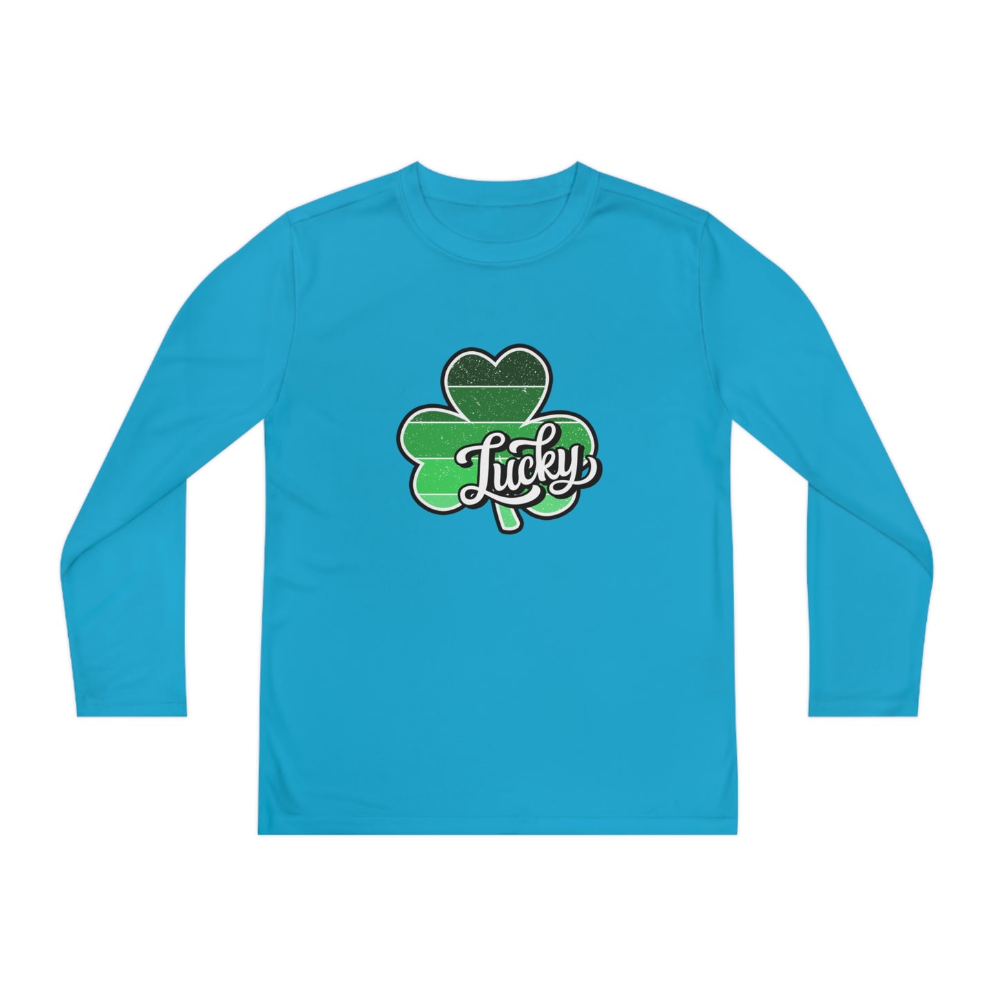 St Patricks Day Lucky Shamrock Youth Long Sleeve Competitor Tee