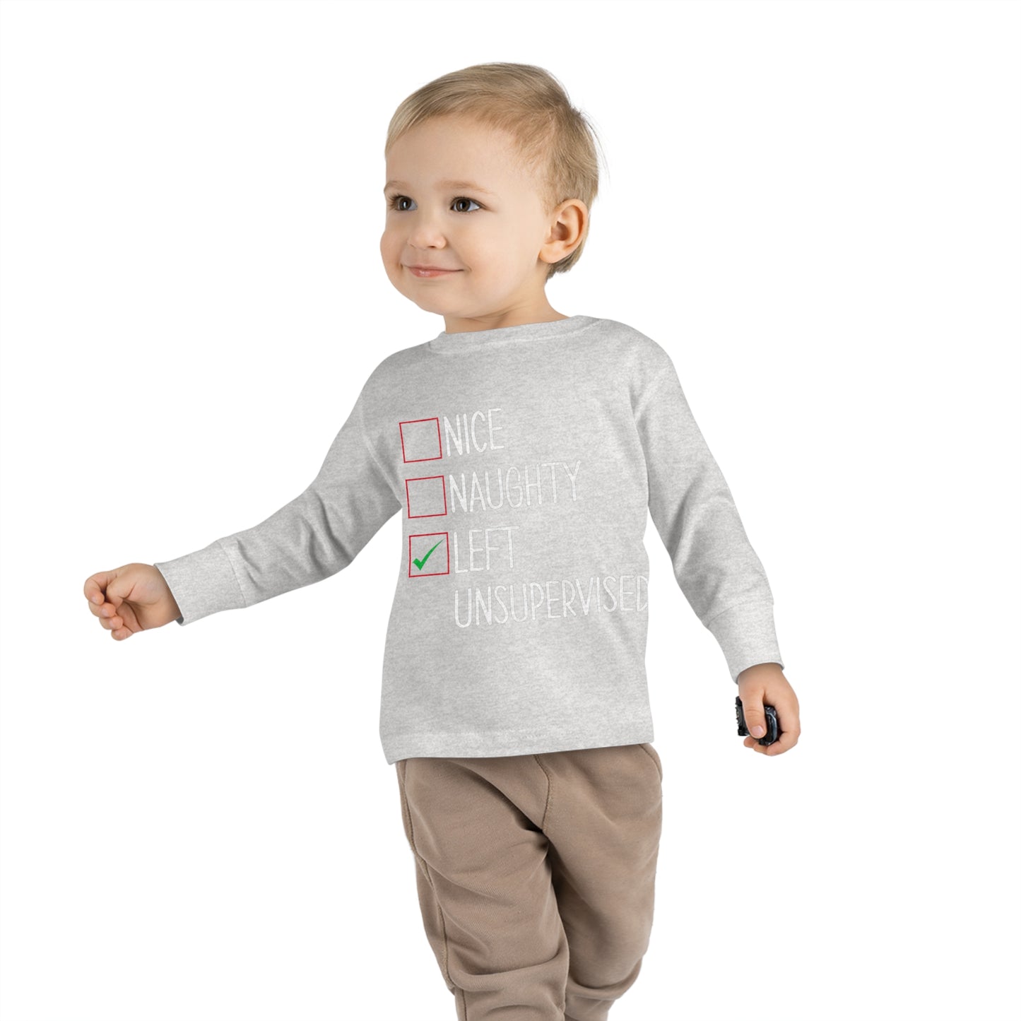 Nice naughty left unsupervised holiday checklist Toddler Long Sleeve Tee