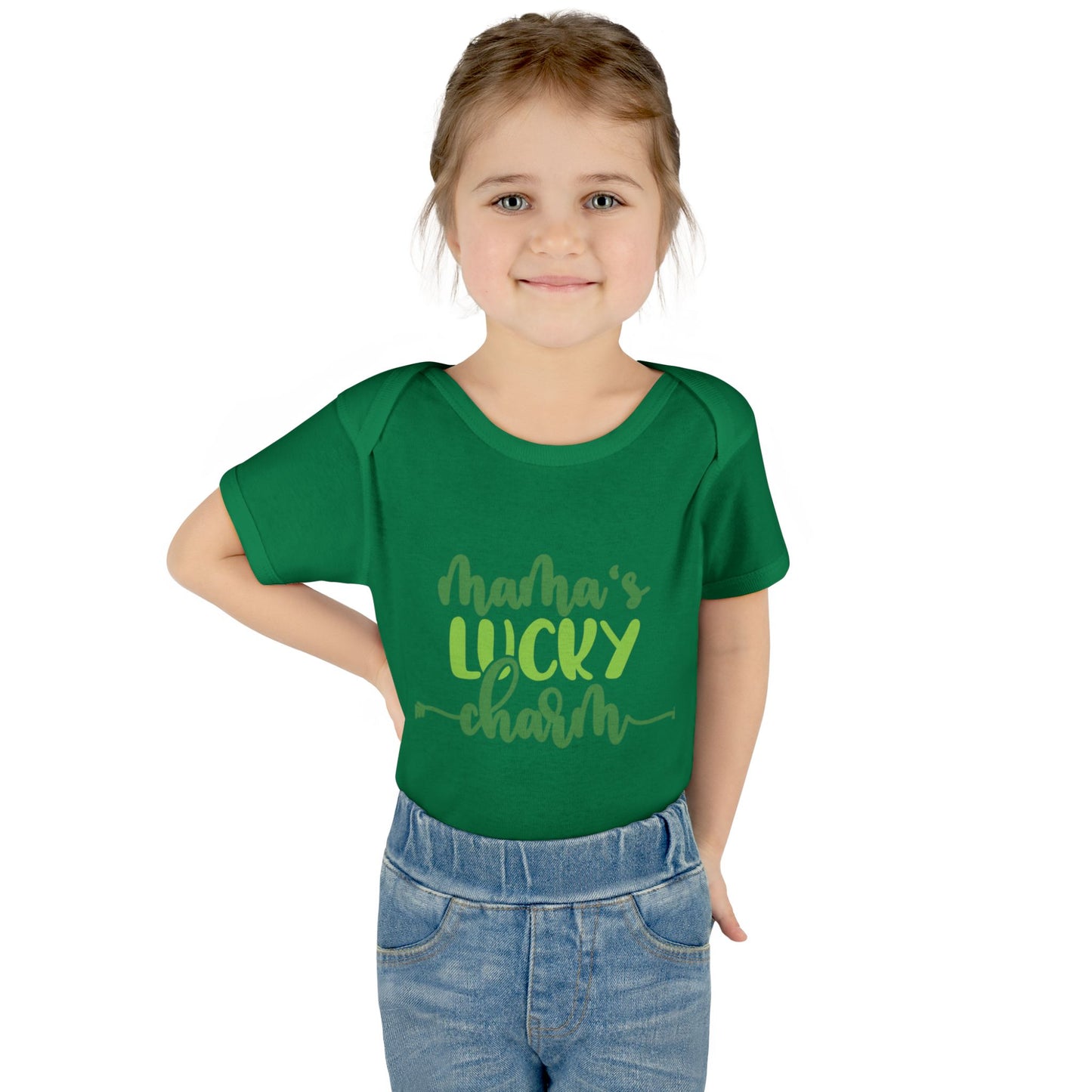 Mama's Lucky Charm St Patricks Day Infant Onesie Baby Rib Bodysuit