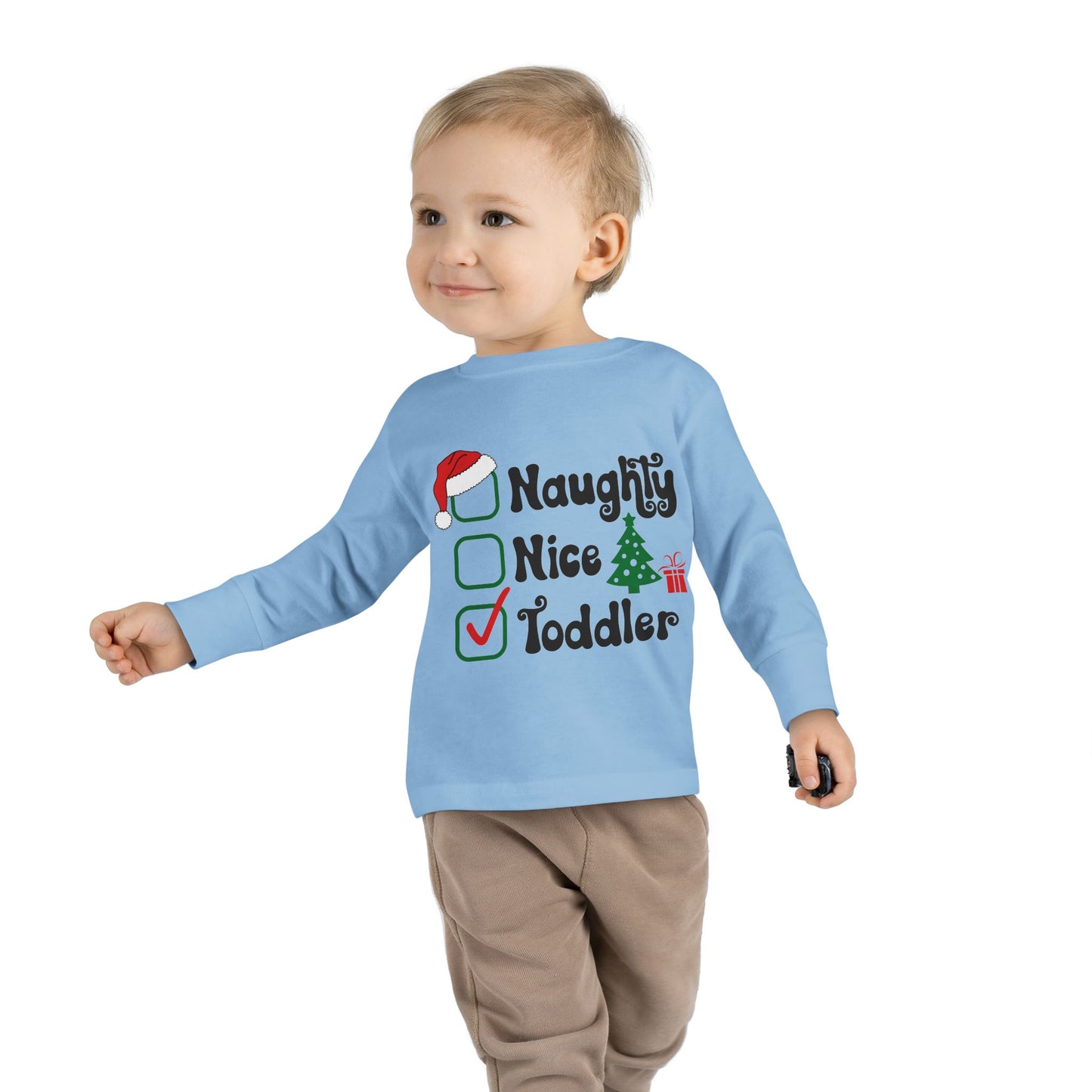 Naughty nice toddler checklist holiday Toddler Long Sleeve Tee
