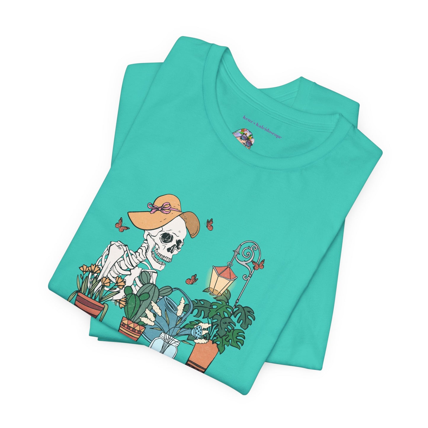 Plants, The Gardener, Skeleton, Springtime, Gardening, XS-3XL Unisex Jersey Short Sleeve Tee
