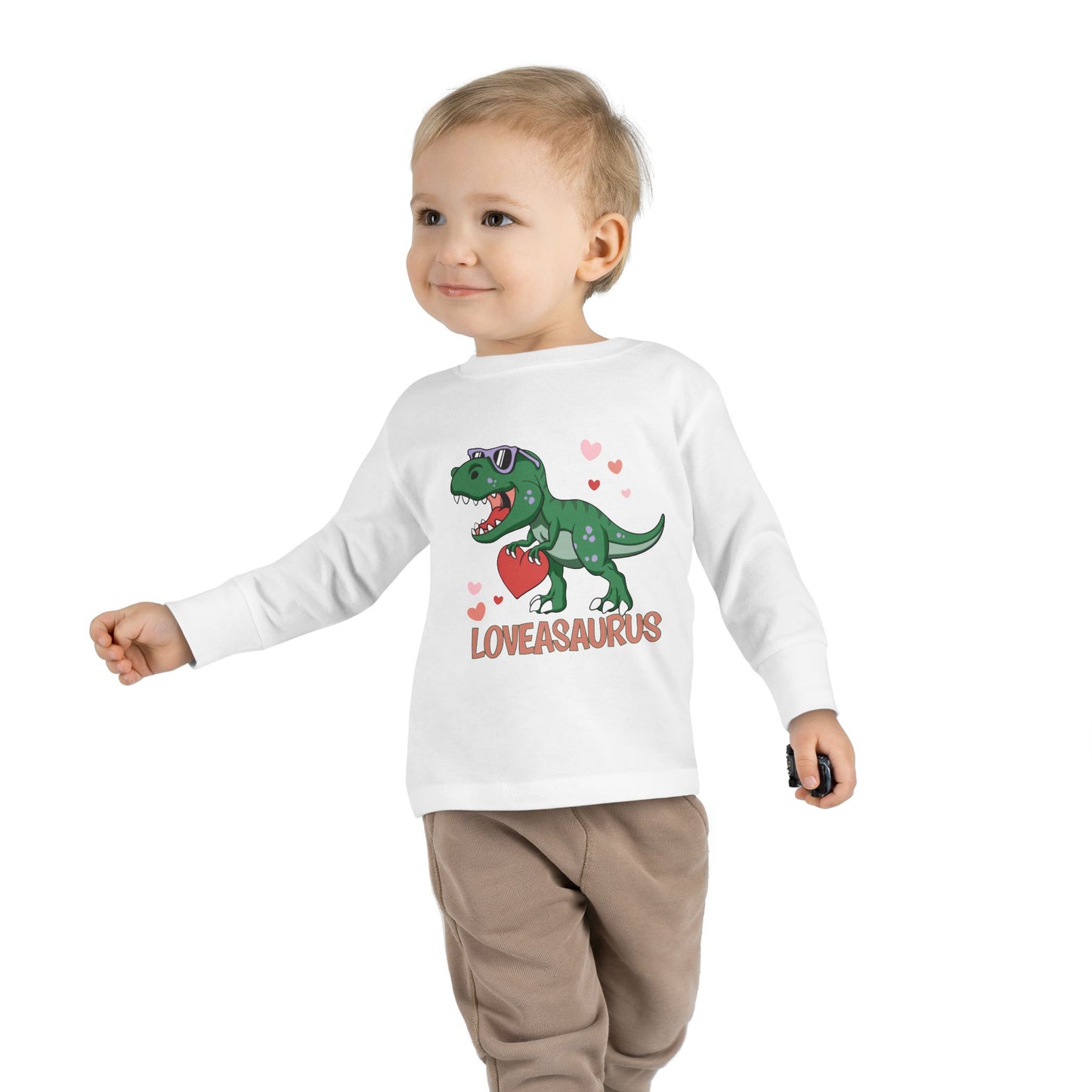 Loveasaurus Dinosaur Valentine Toddler Long Sleeve Tee