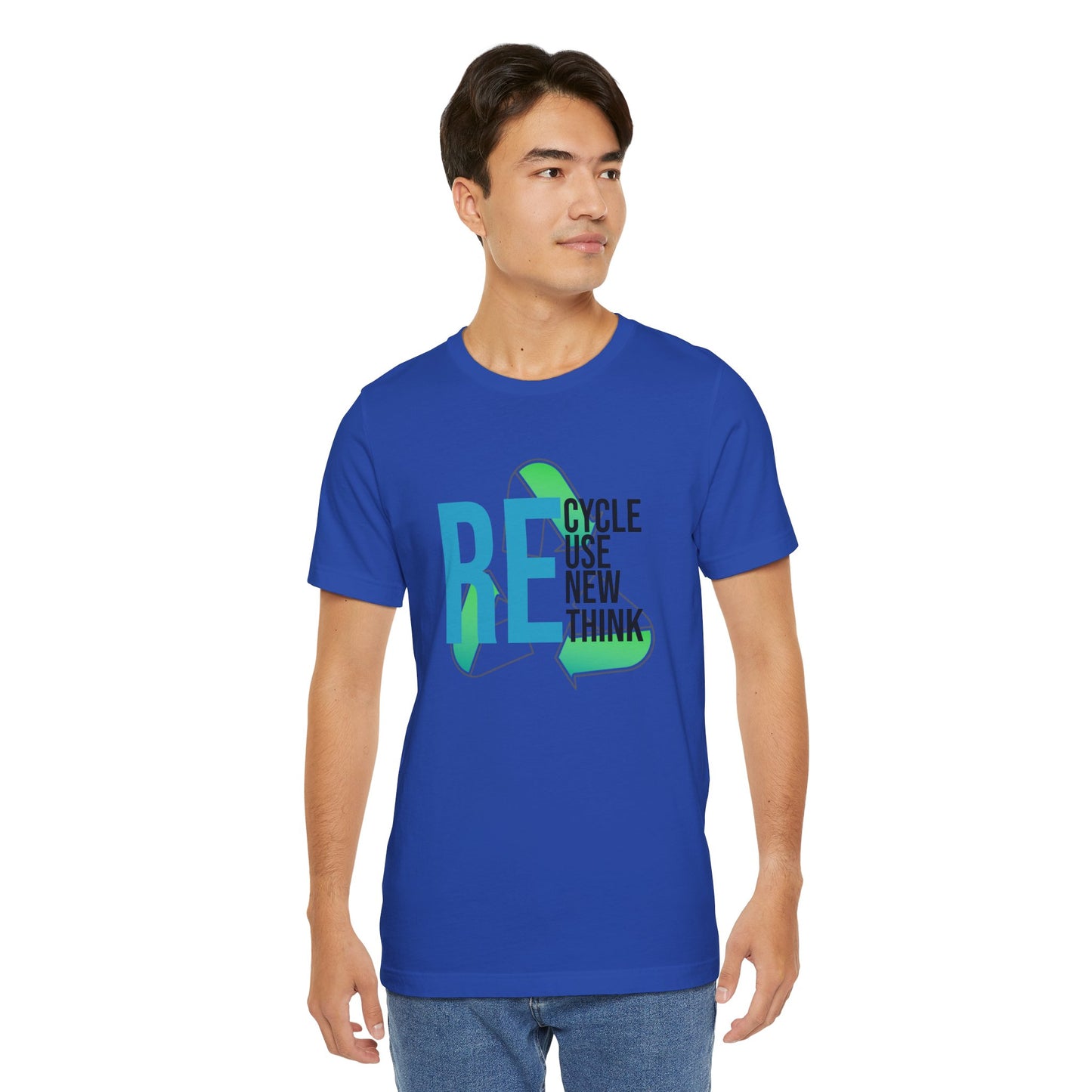 Recycle Reuse Renew Rethink Earthday S-3XL Unisex Jersey Short Sleeve Tee
