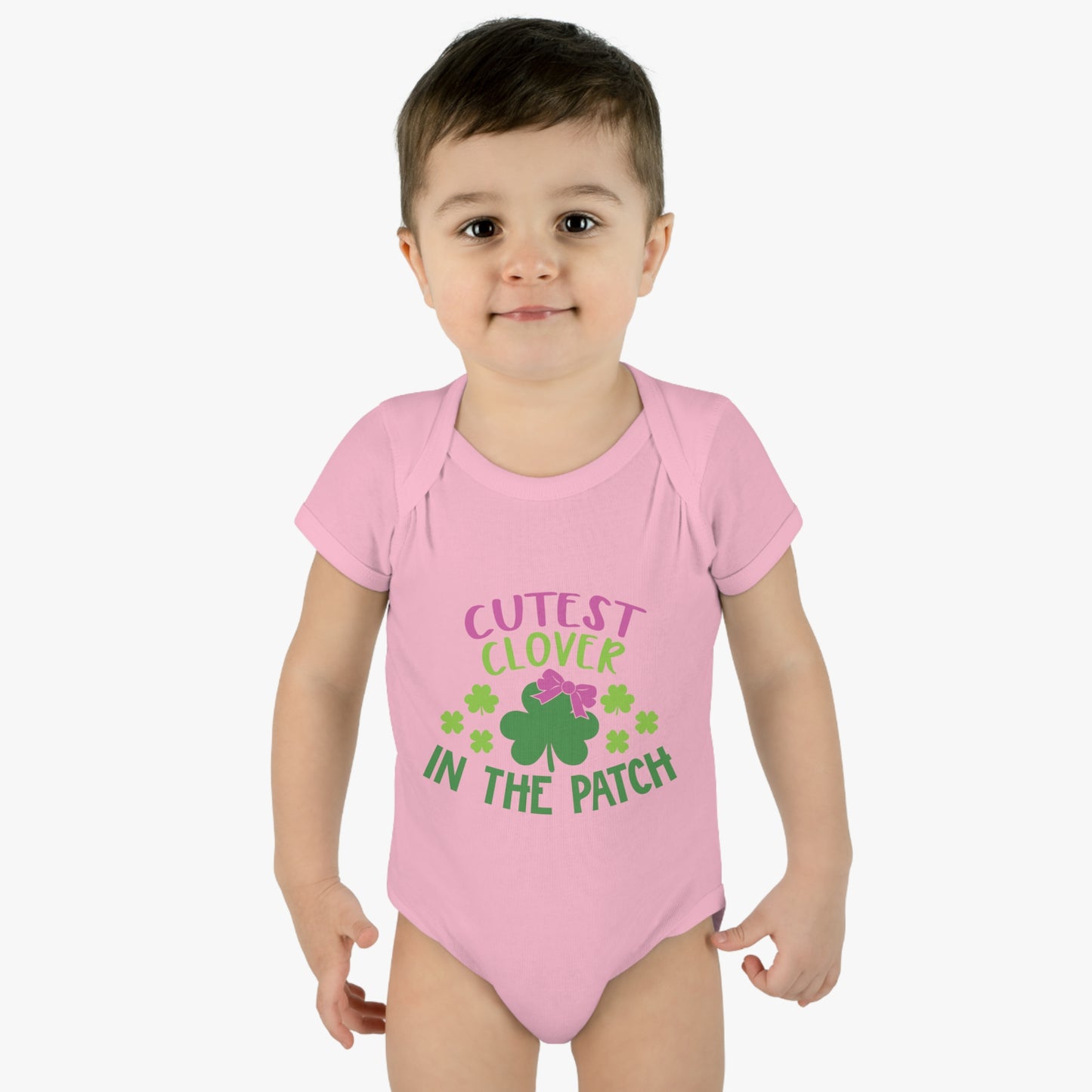 St Patricks Day Cutest Clover in the Patch Infant Onesie Baby Rib Bodysuit