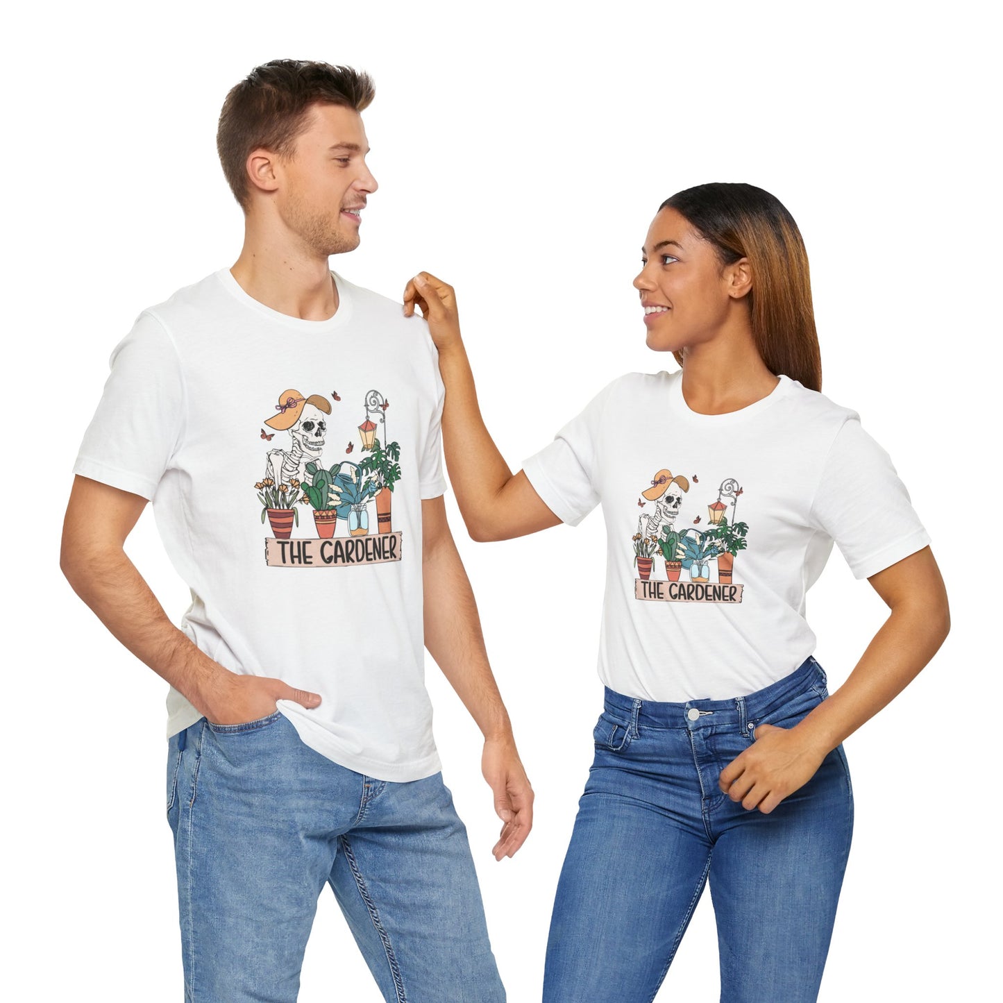 Plants, The Gardener, Skeleton, Springtime, Gardening, XS-3XL Unisex Jersey Short Sleeve Tee