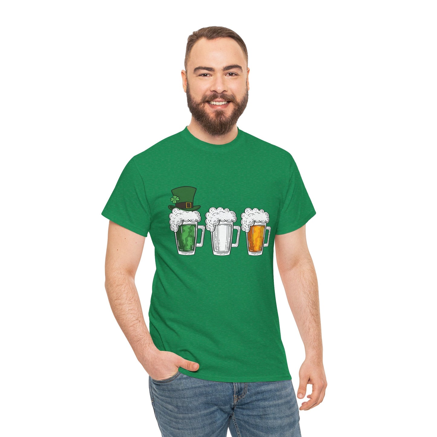 Unisex St Patrick's Day Beer Flag Heavy Cotton Tee