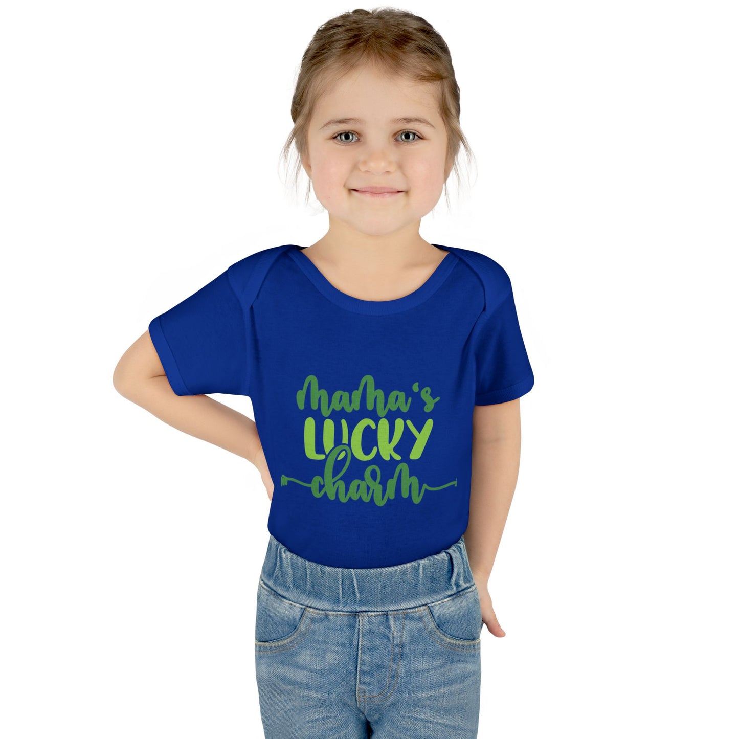 Mama's Lucky Charm St Patricks Day Infant Onesie Baby Rib Bodysuit