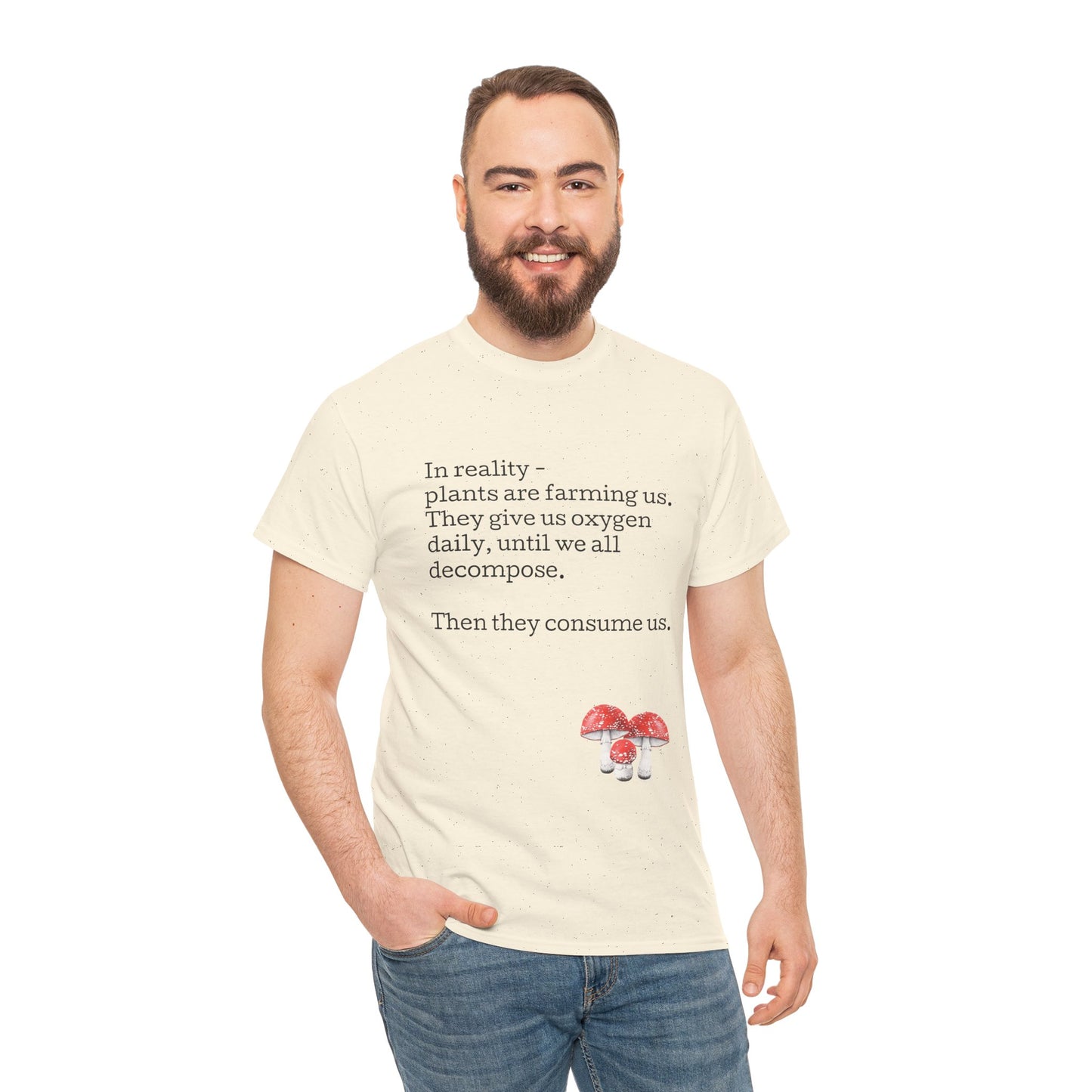Plantfood, mushrooms s, m, l, xl, 2xl, 3xl, 4xl, 5xl Unisex Heavy Cotton Tee