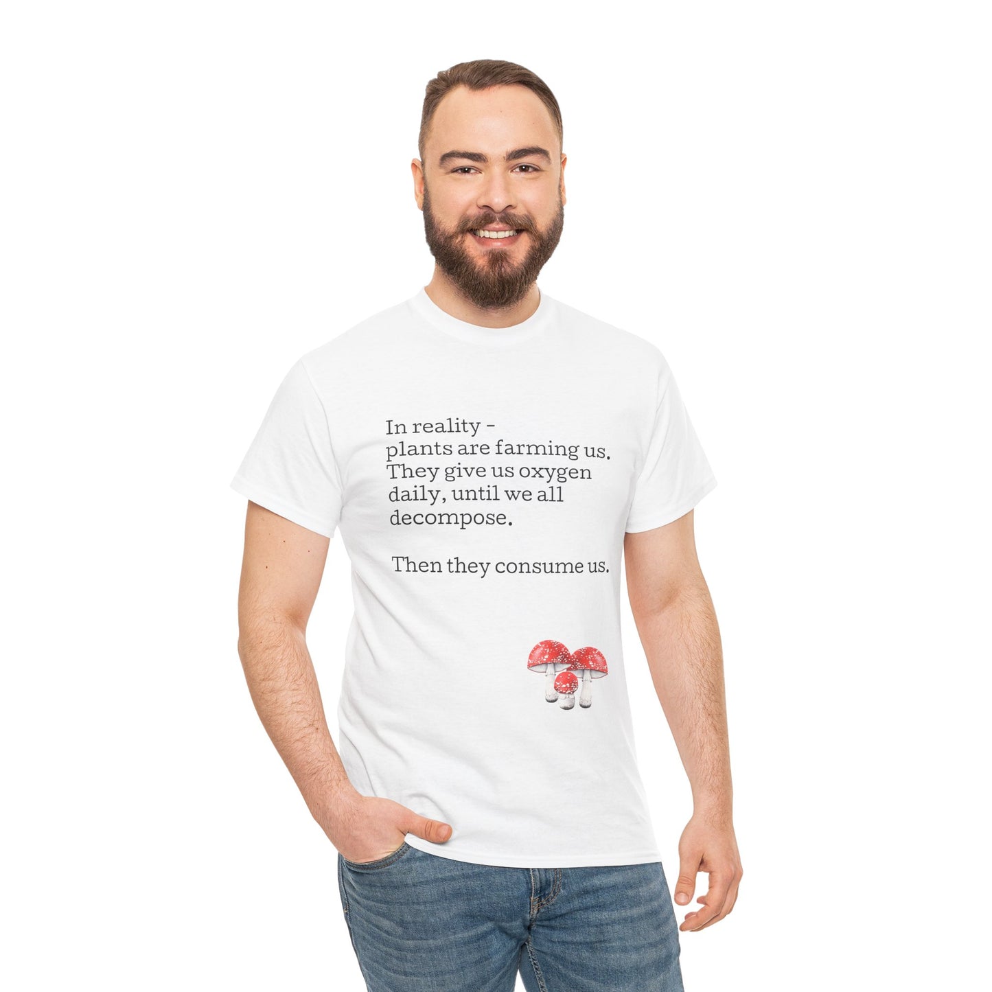 Plantfood, mushrooms s, m, l, xl, 2xl, 3xl, 4xl, 5xl Unisex Heavy Cotton Tee