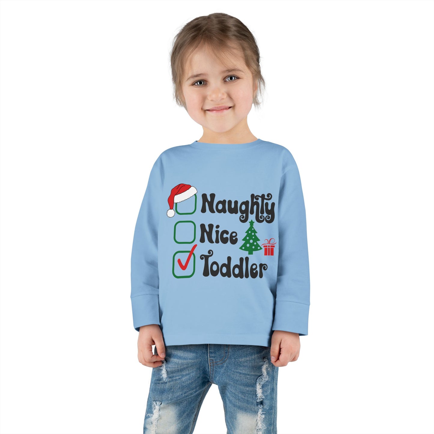 Naughty nice toddler checklist holiday Toddler Long Sleeve Tee