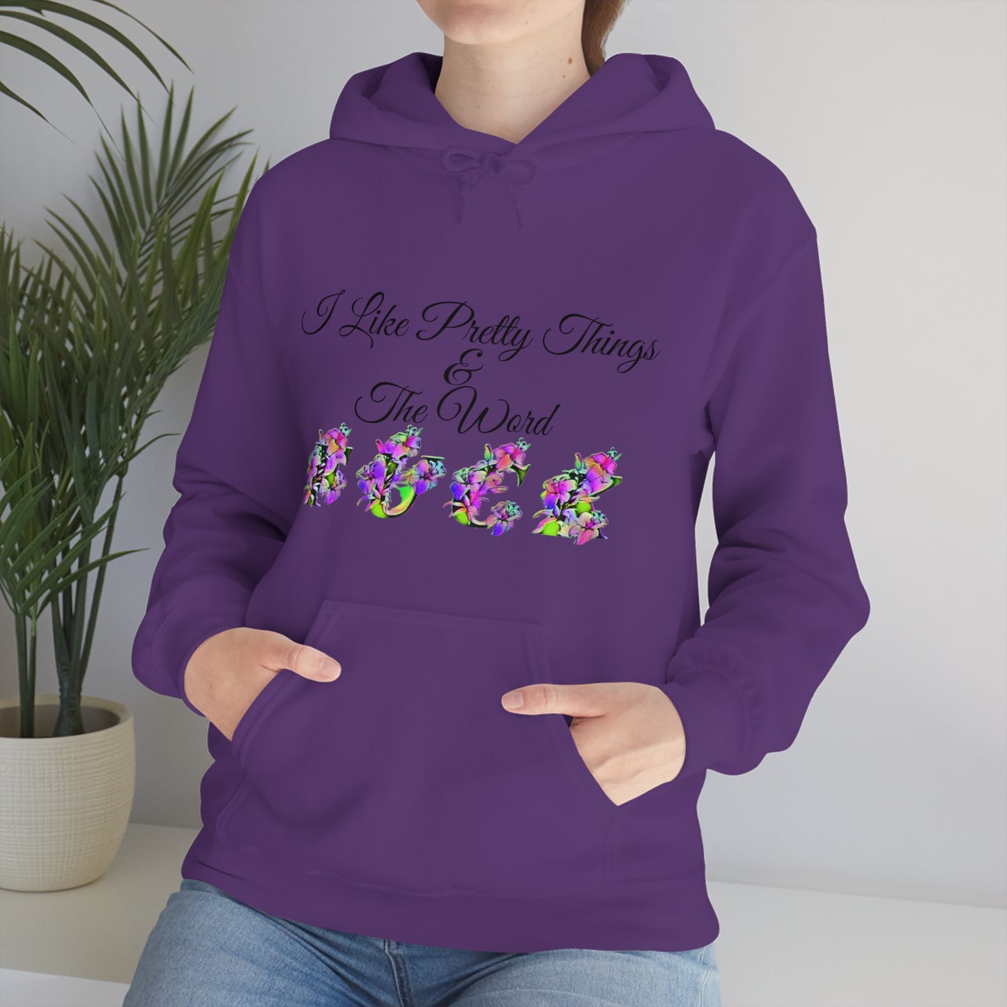 I Like Pretty Things and the word F*ck, S-5XL, Unisex Heavy Blend™ Hooded Sweatshirt