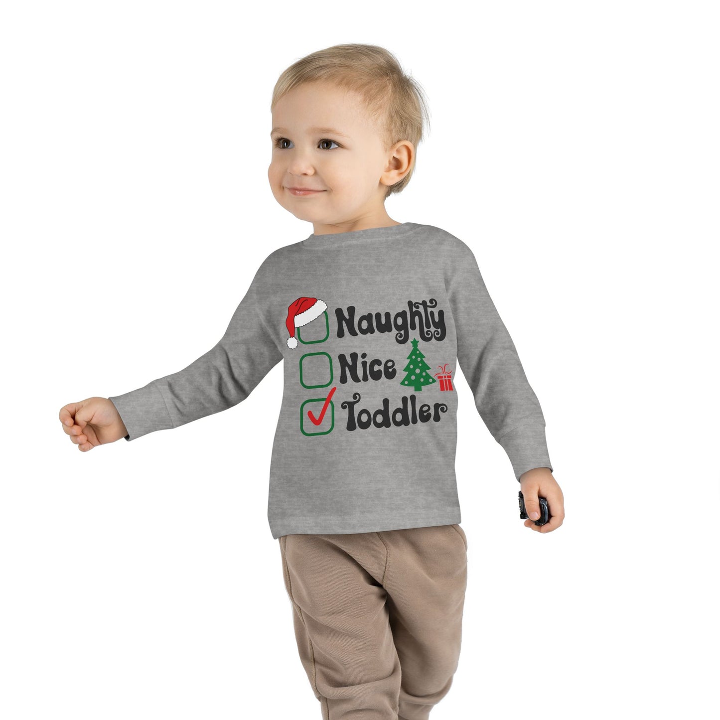 Naughty nice toddler checklist holiday Toddler Long Sleeve Tee