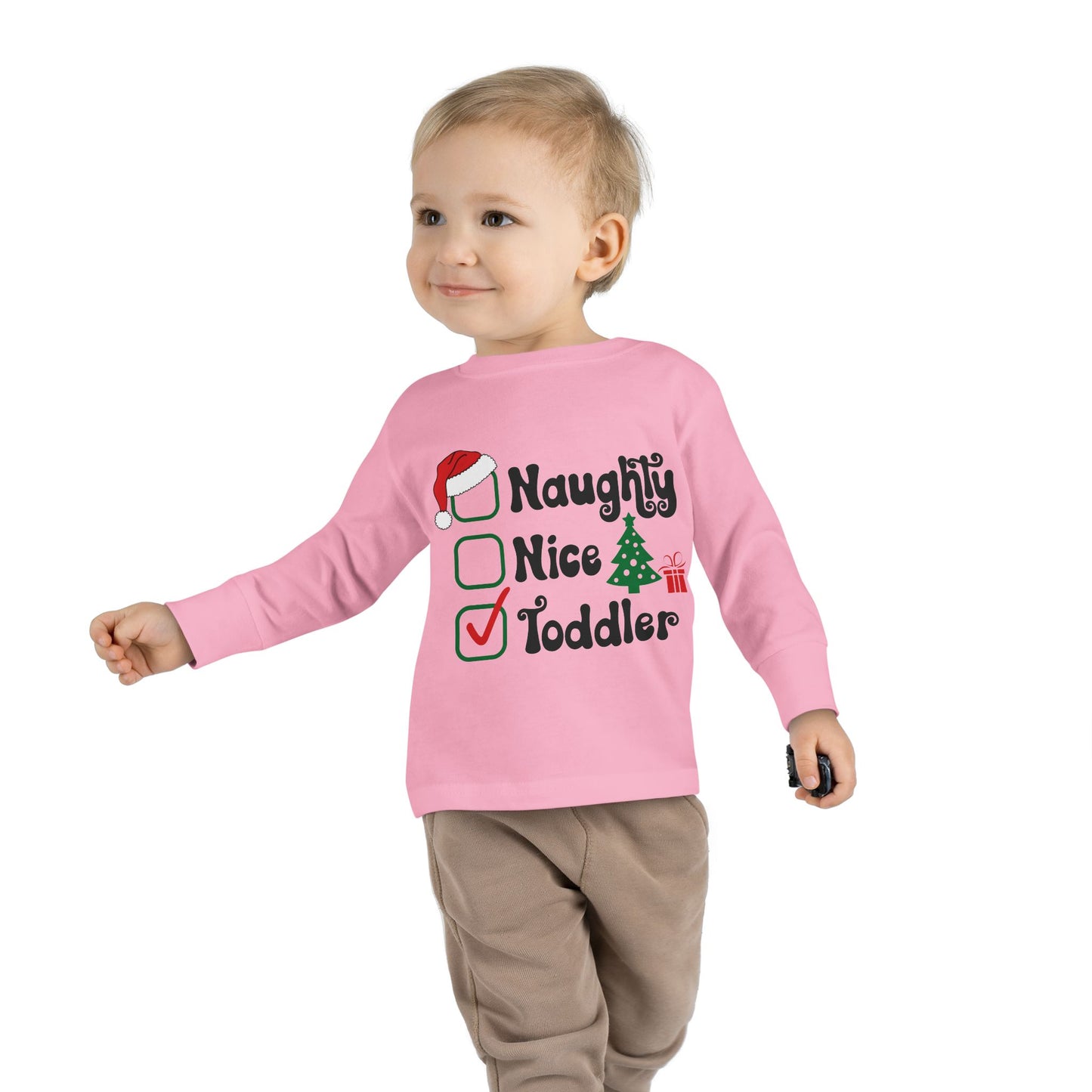 Naughty nice toddler checklist holiday Toddler Long Sleeve Tee